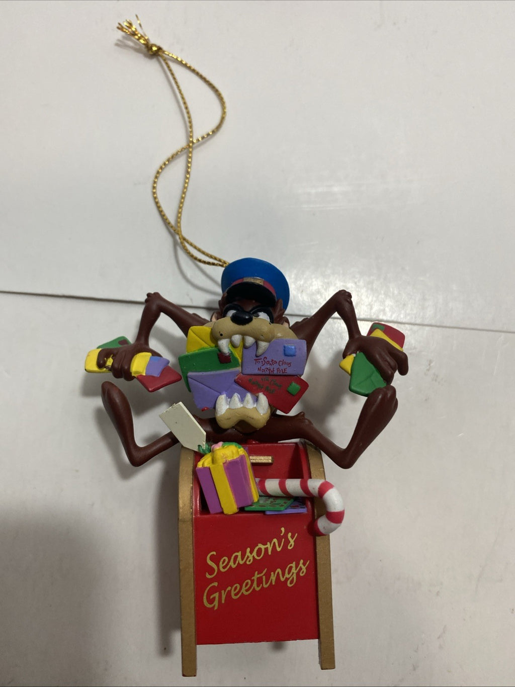 1996 Warner Brothers Tazmanian Devil Christmas Ornament Postman Taz
