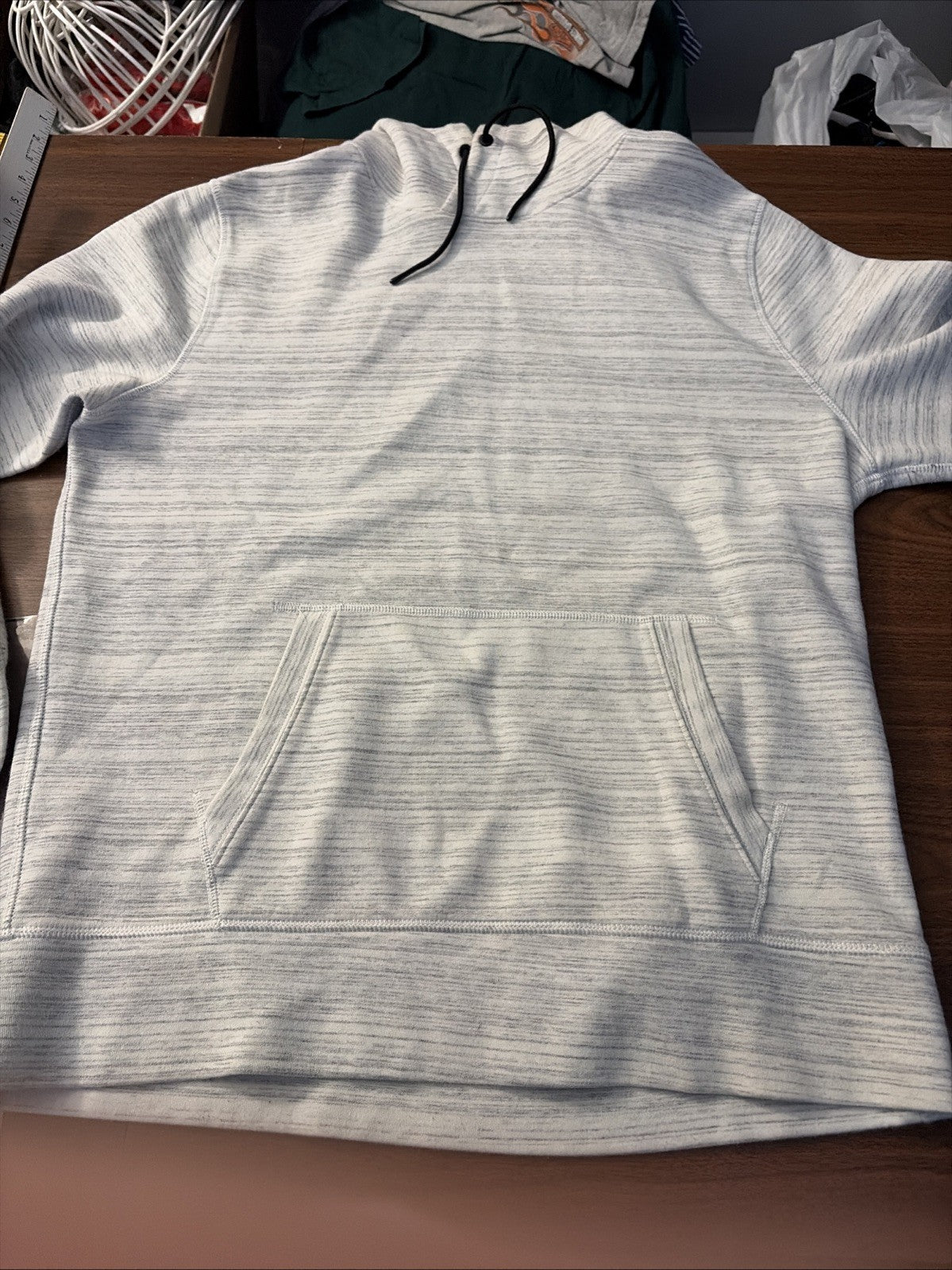 American Eagle Large Hoodie Pullover Sweatshirt Long Sleeve White And Gray