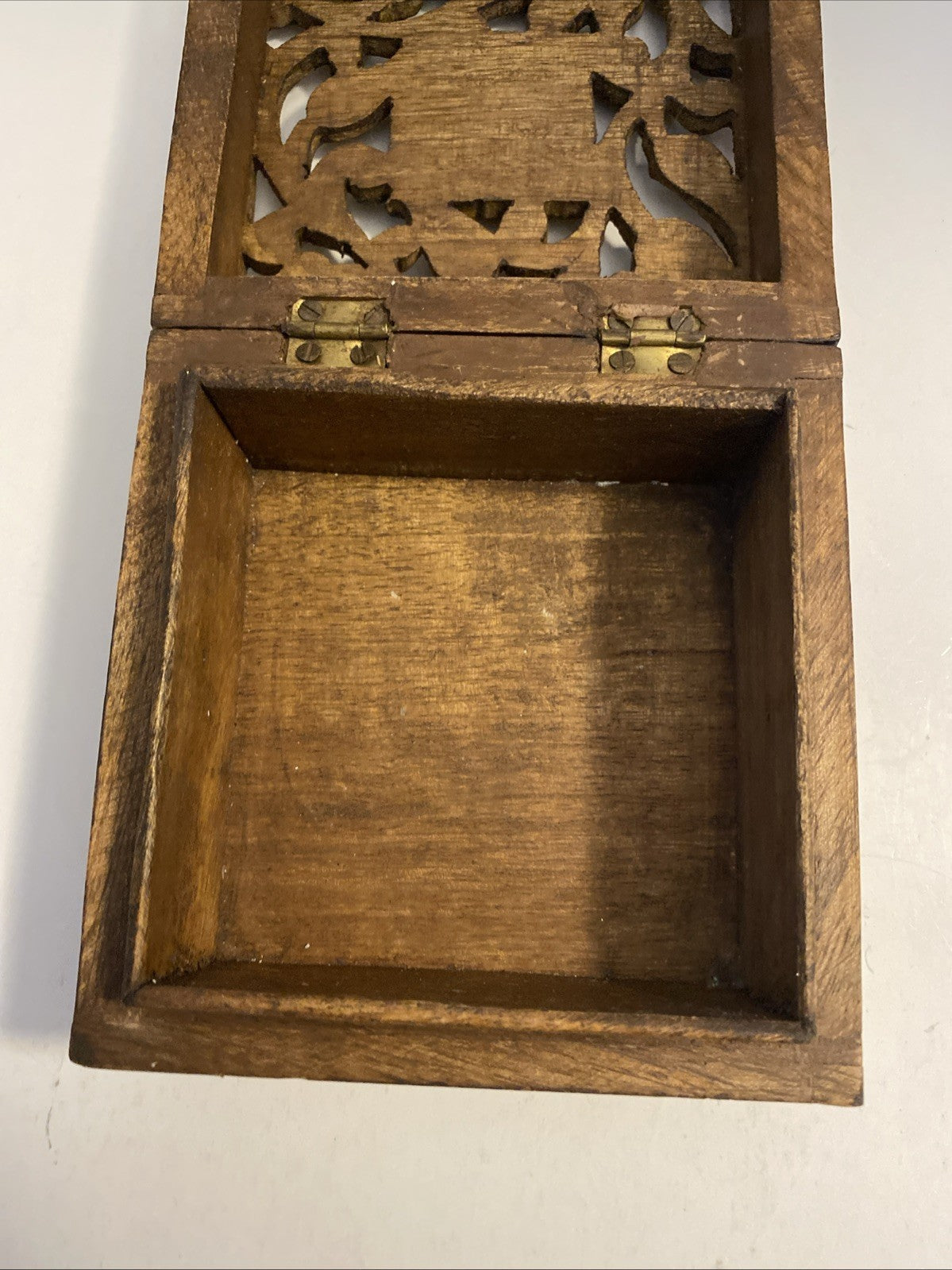 Vintage Hand Crafted Wooden Keepsake Box 5” x 5” x 2.25”