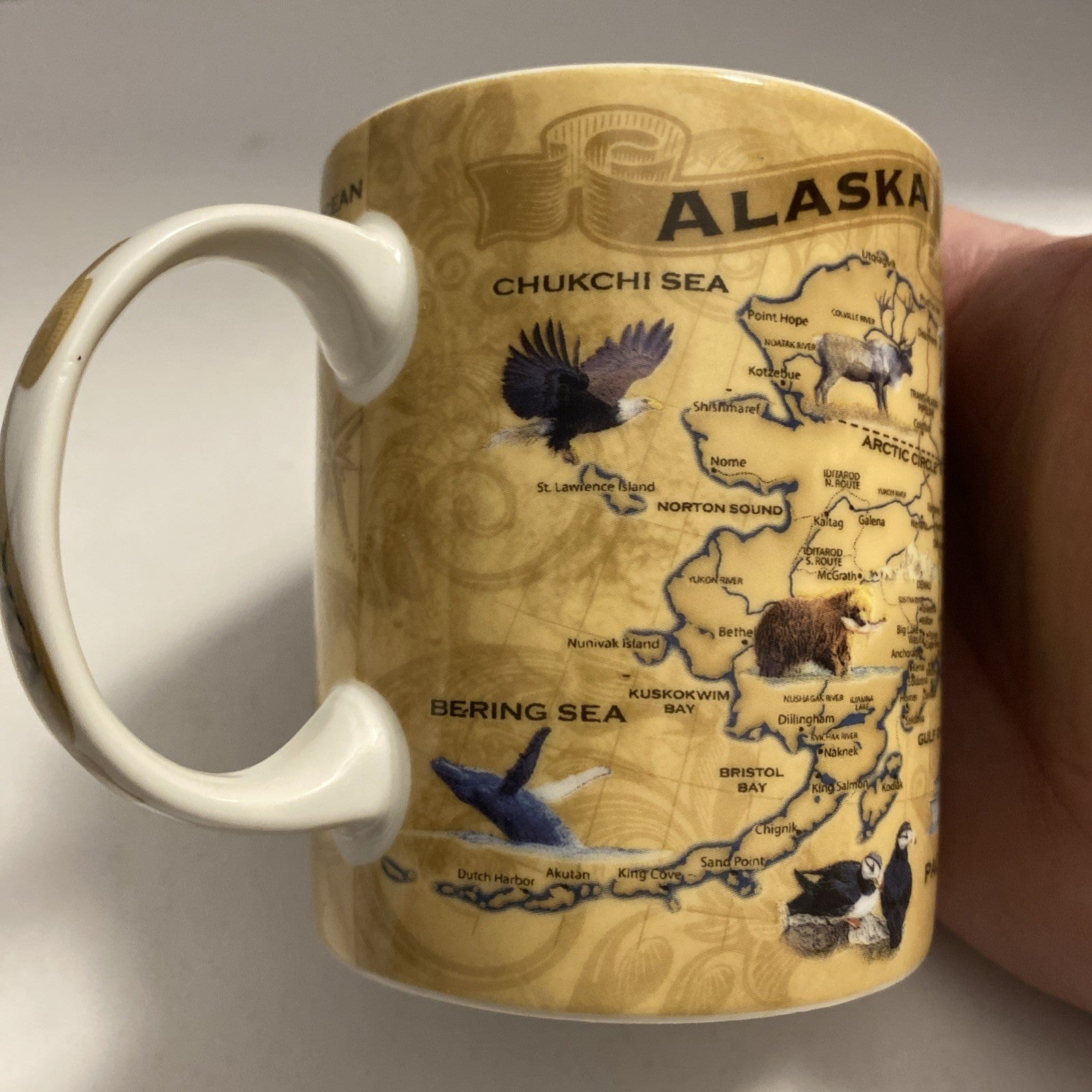 Artic Circle Enterprises Alaska Coffee Cup / Mug Map with Wildlife