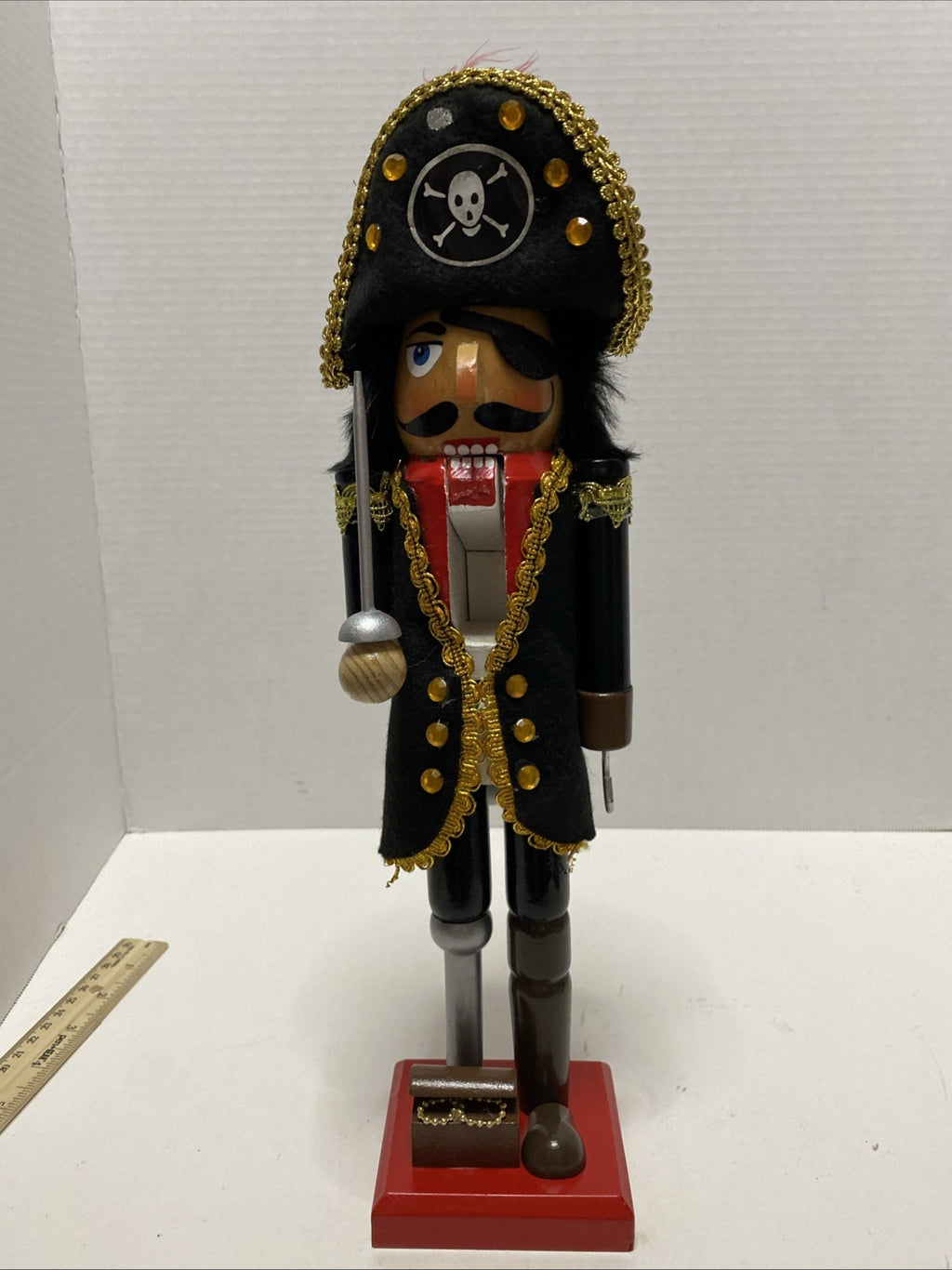 Vintage Christmas Pirate Nutcracker 14"l Limited Edition 2010 Hook Sword Peg Leg