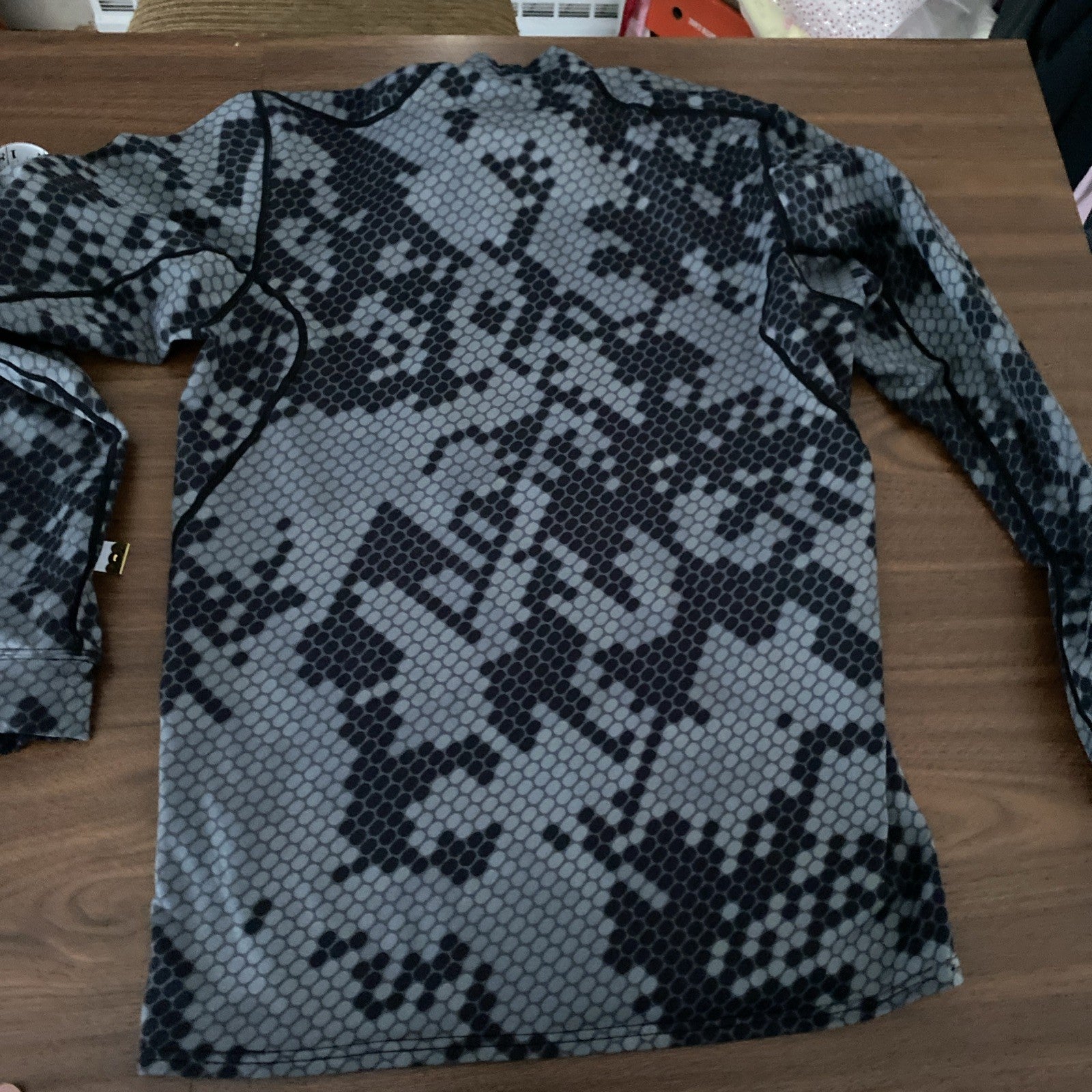Nike Pro Combat Shirt Men Med Hyper Warm Dri Fit Fitted Long Sleeve Gray Black