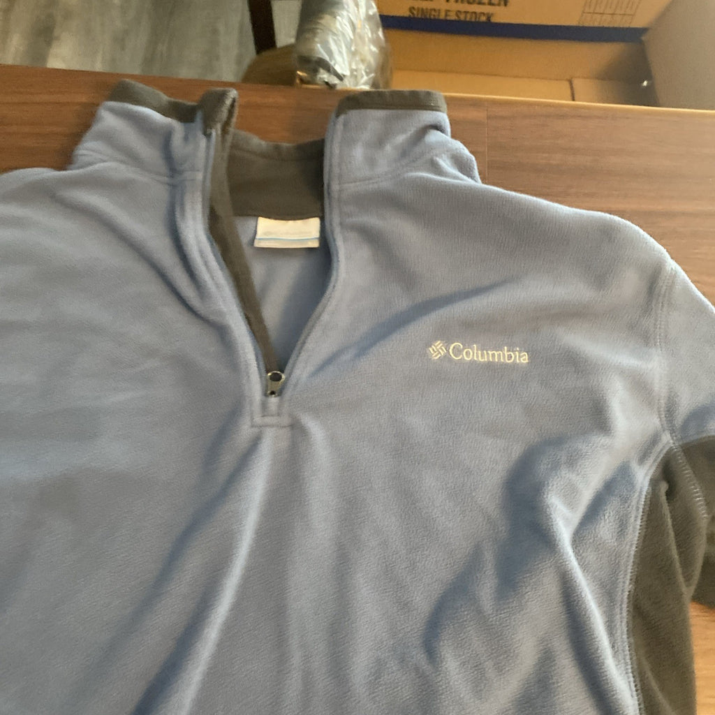 Columbia Sweater Adult Large  Blue Gray Outdoors Fleece Sweatshirt Mens