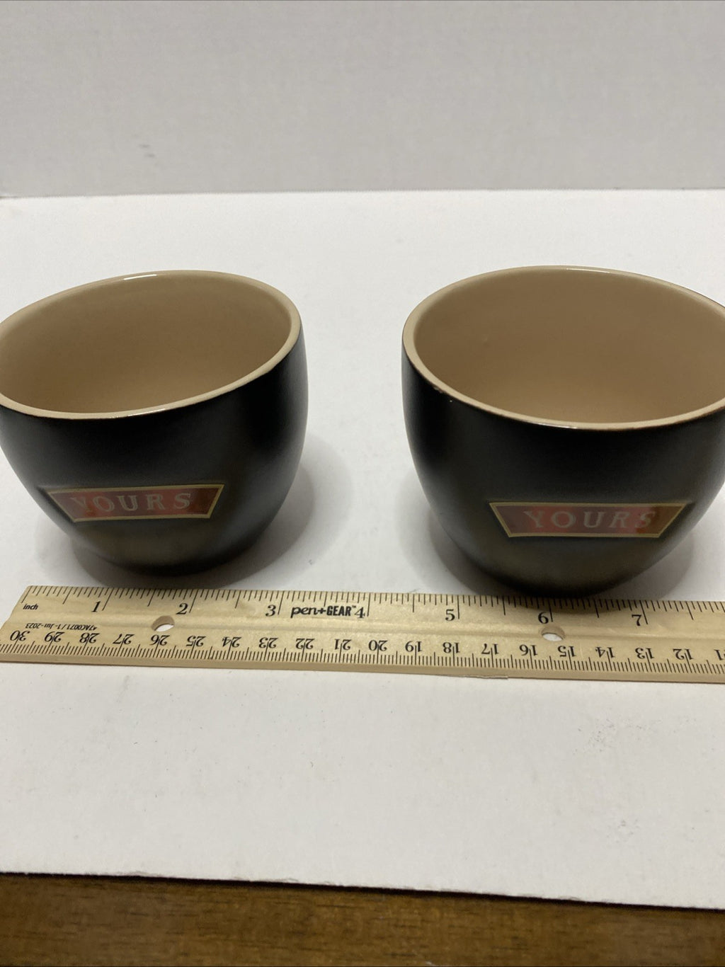 Set Of 2 Small Bailey’s Brown/Gold Tumblers, “Yours And Yours”