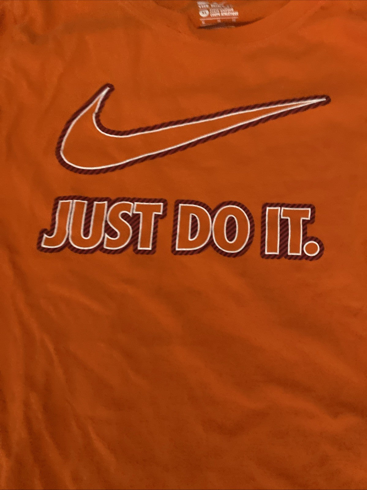 Nike Just Do It Big Logo Long Sleeve T Shirt Youth Sz XL Orange Sportswear