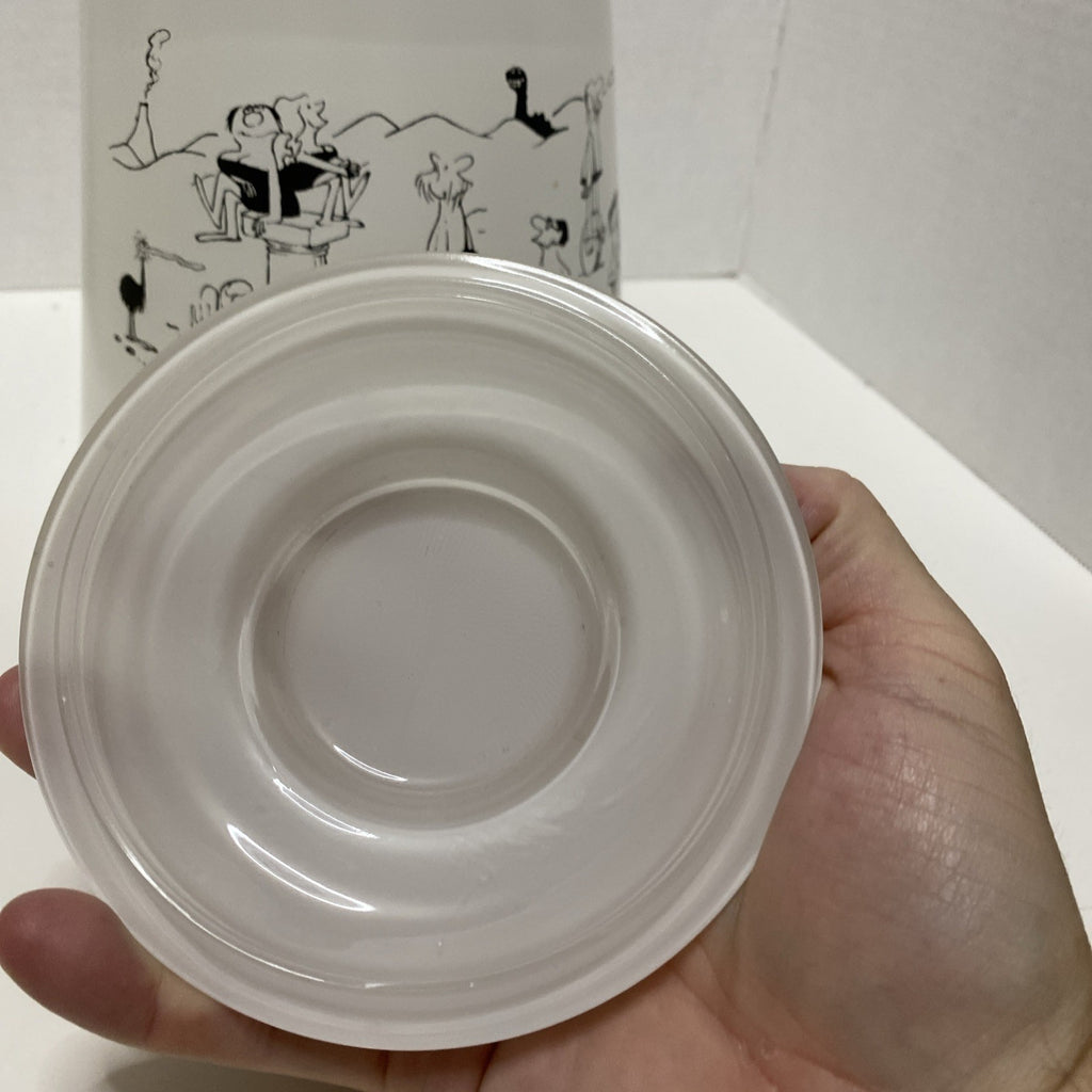 Bartlett Collins Cookie Jar White Glass with Lid BC Comics Grog Johnny Hart