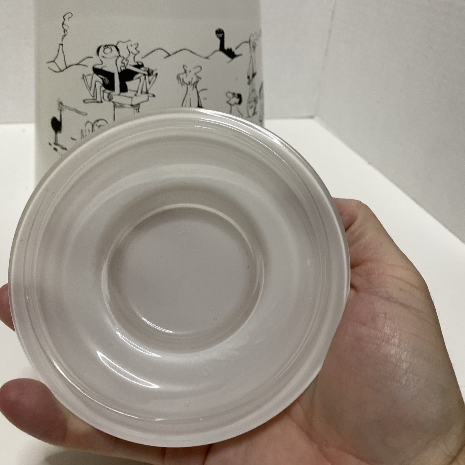 Bartlett Collins Cookie Jar White Glass with Lid BC Comics Grog Johnny Hart