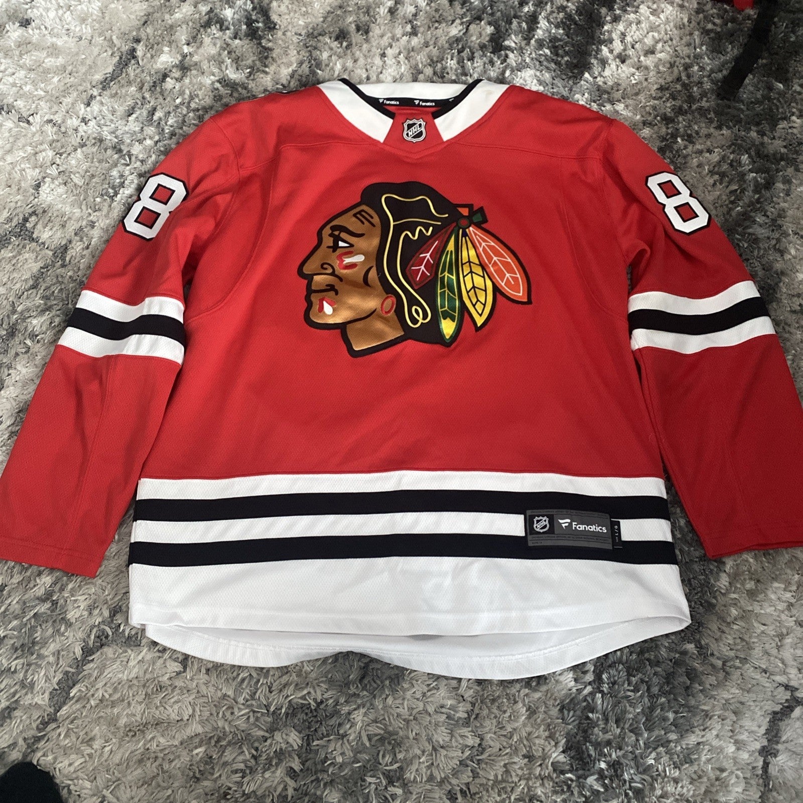 Fanatics Mens Red #88 Patrick Kane Chicago Blackhawks Authentic Jersey Size Lrg