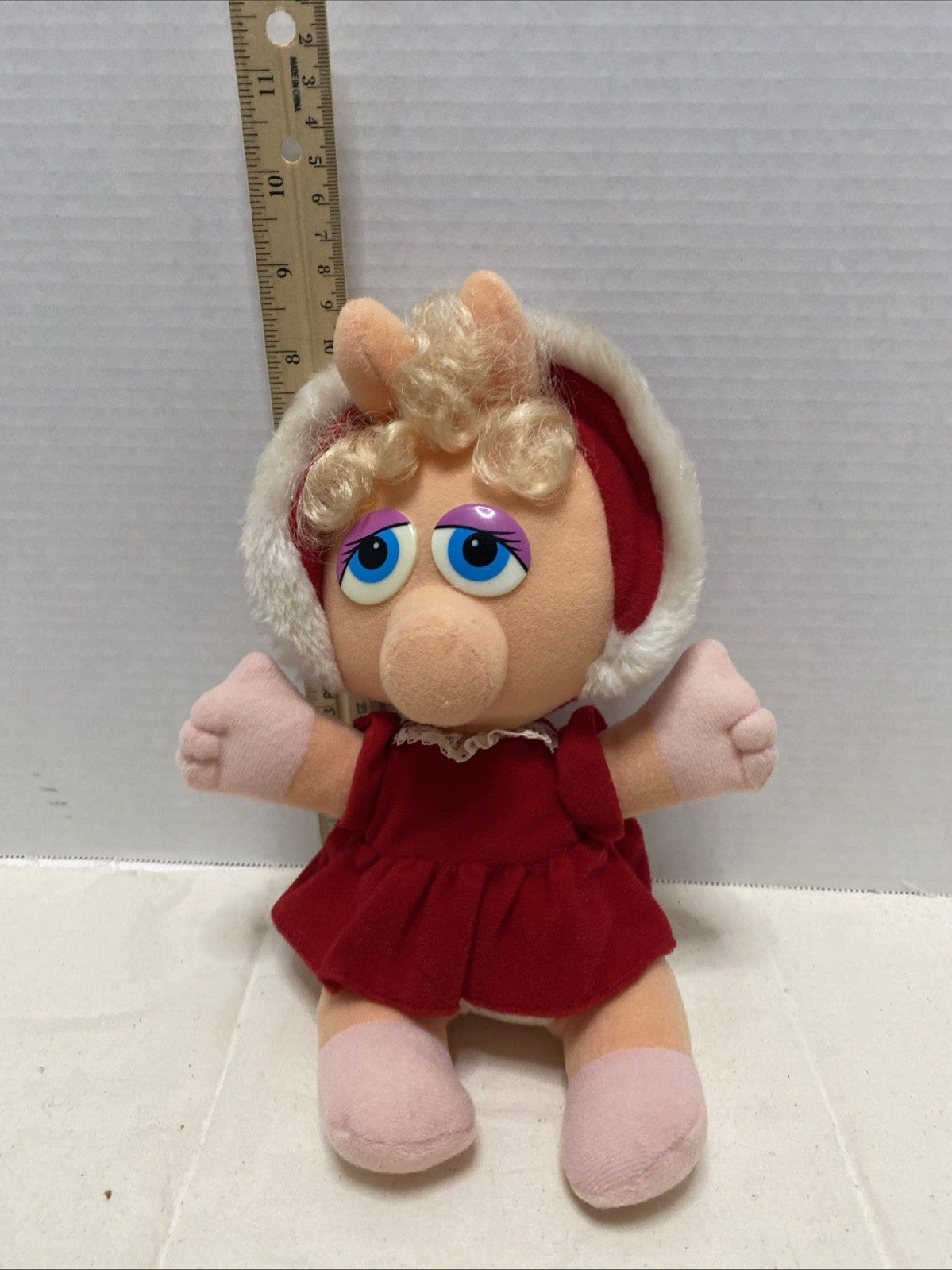 Vintage 1987 Muppet Babies Baby Miss Piggy Christmas Plush Doll Jim Henson 