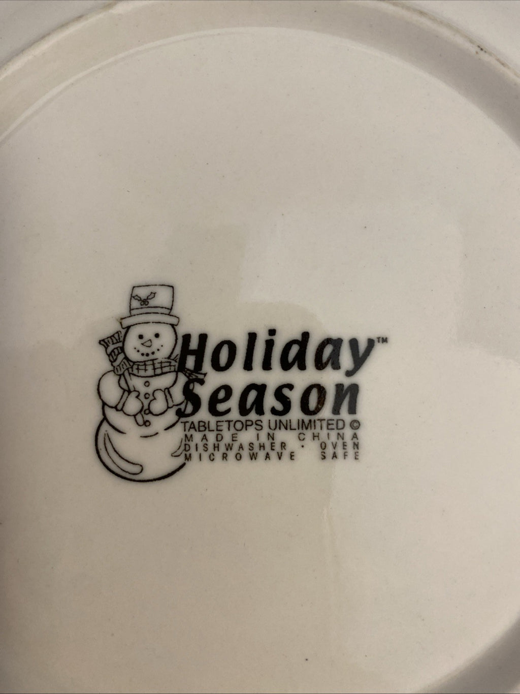 Holiday Seasons Handpainted Snowman Bowl 9" DIA, Microwave/ Dishwasher Safe