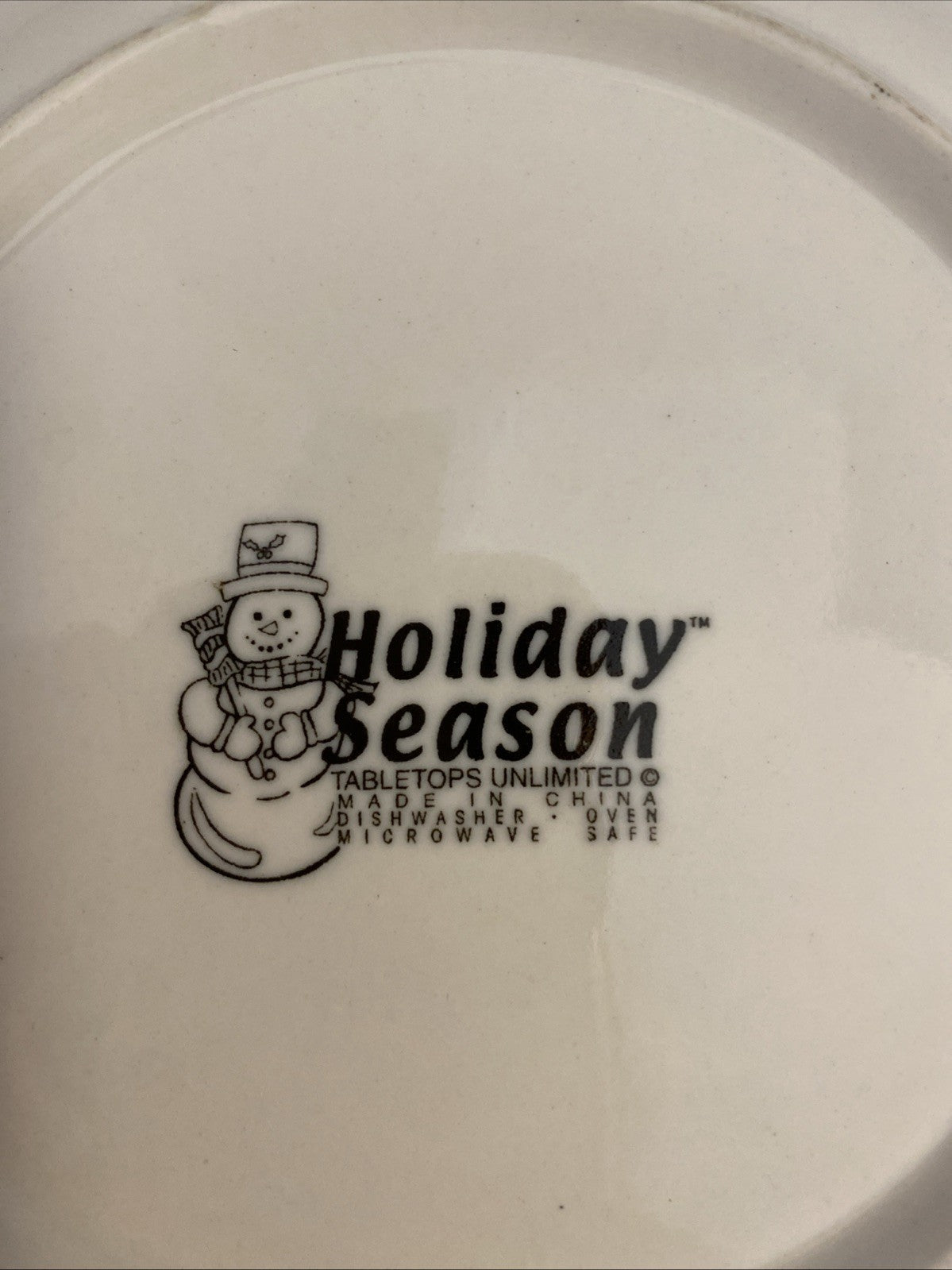 Holiday Seasons Handpainted Snowman Bowl 9" DIA, Microwave/ Dishwasher Safe
