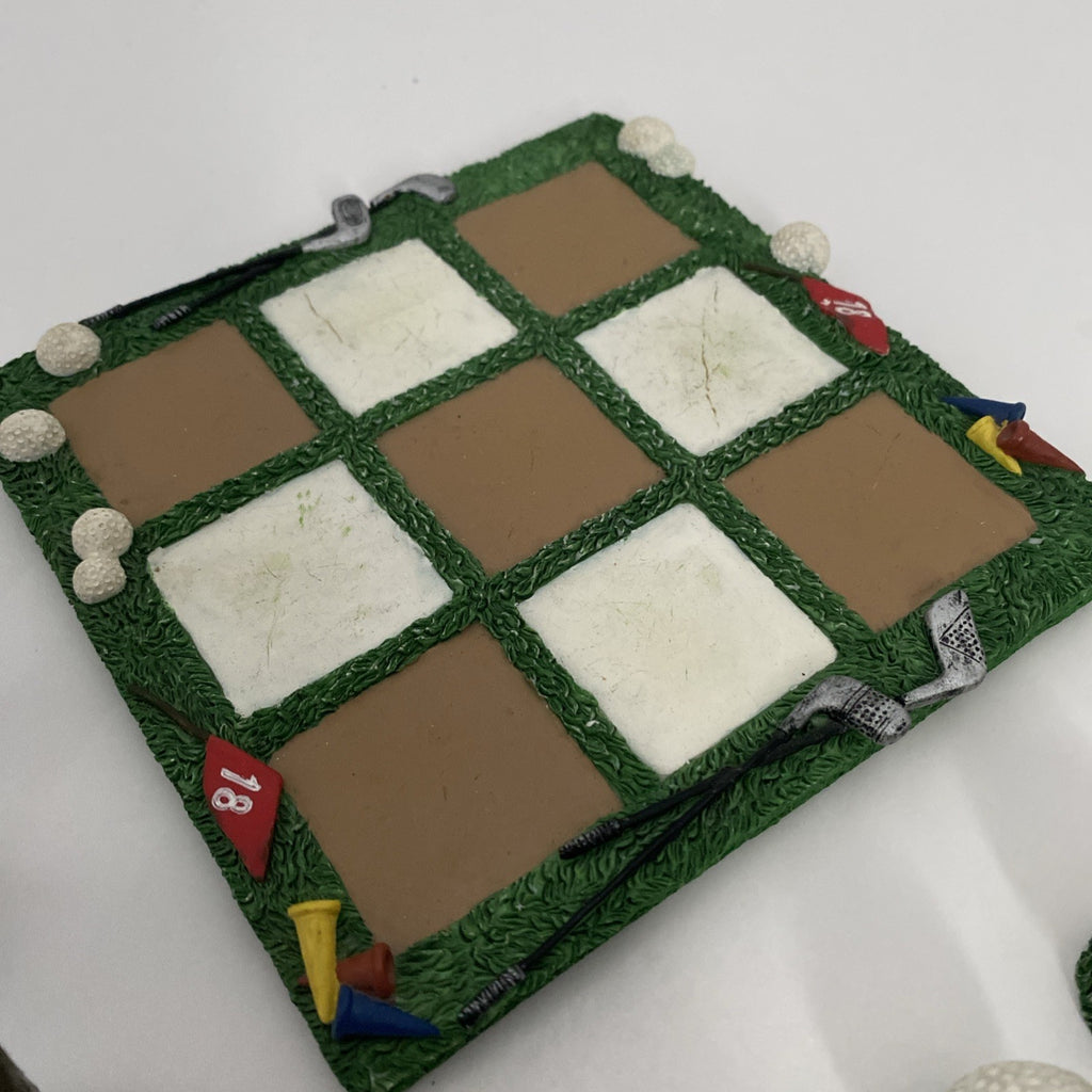 Golfer Tic-Tac-Toe, Board Designed As Golf Course, Golf Ball And Bag Pieces.