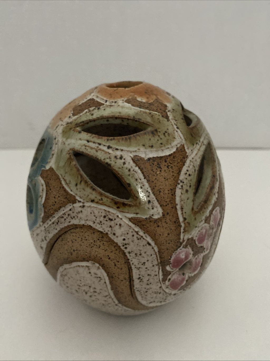 VTG Judy Brater Pottery Tea Light Candle Holder Fairy Light Lamp Lantern Ceramic