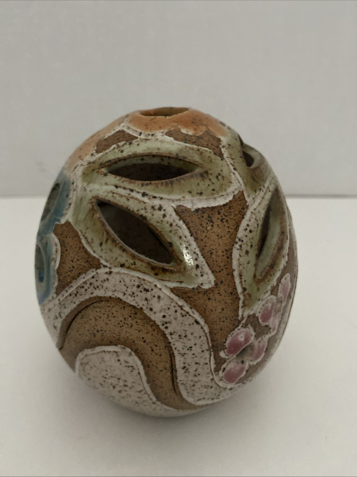 VTG Judy Brater Pottery Tea Light Candle Holder Fairy Light Lamp Lantern Ceramic