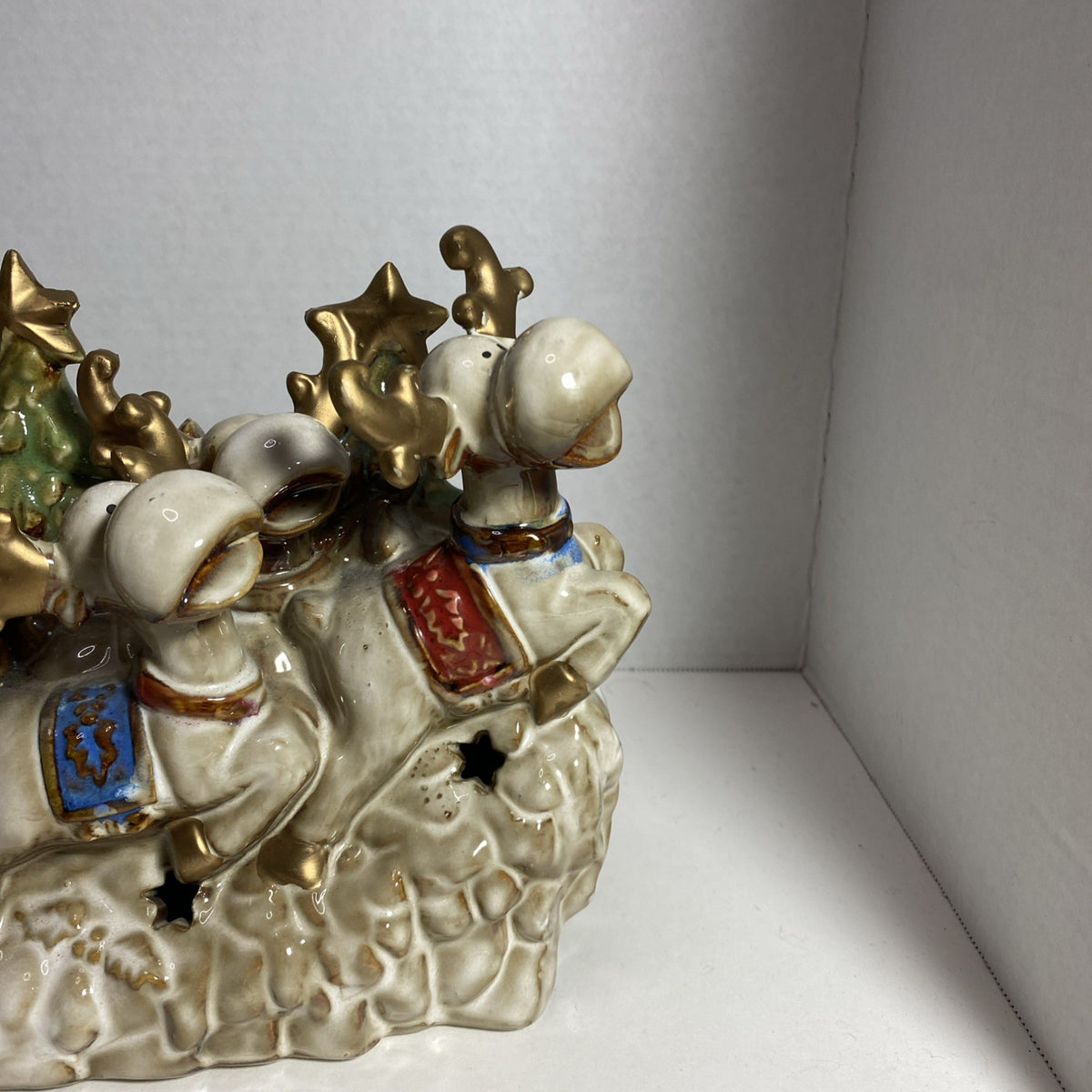 Kirklands Potter's Garden Snowman Sleigh Night Light Featuring Reindeer