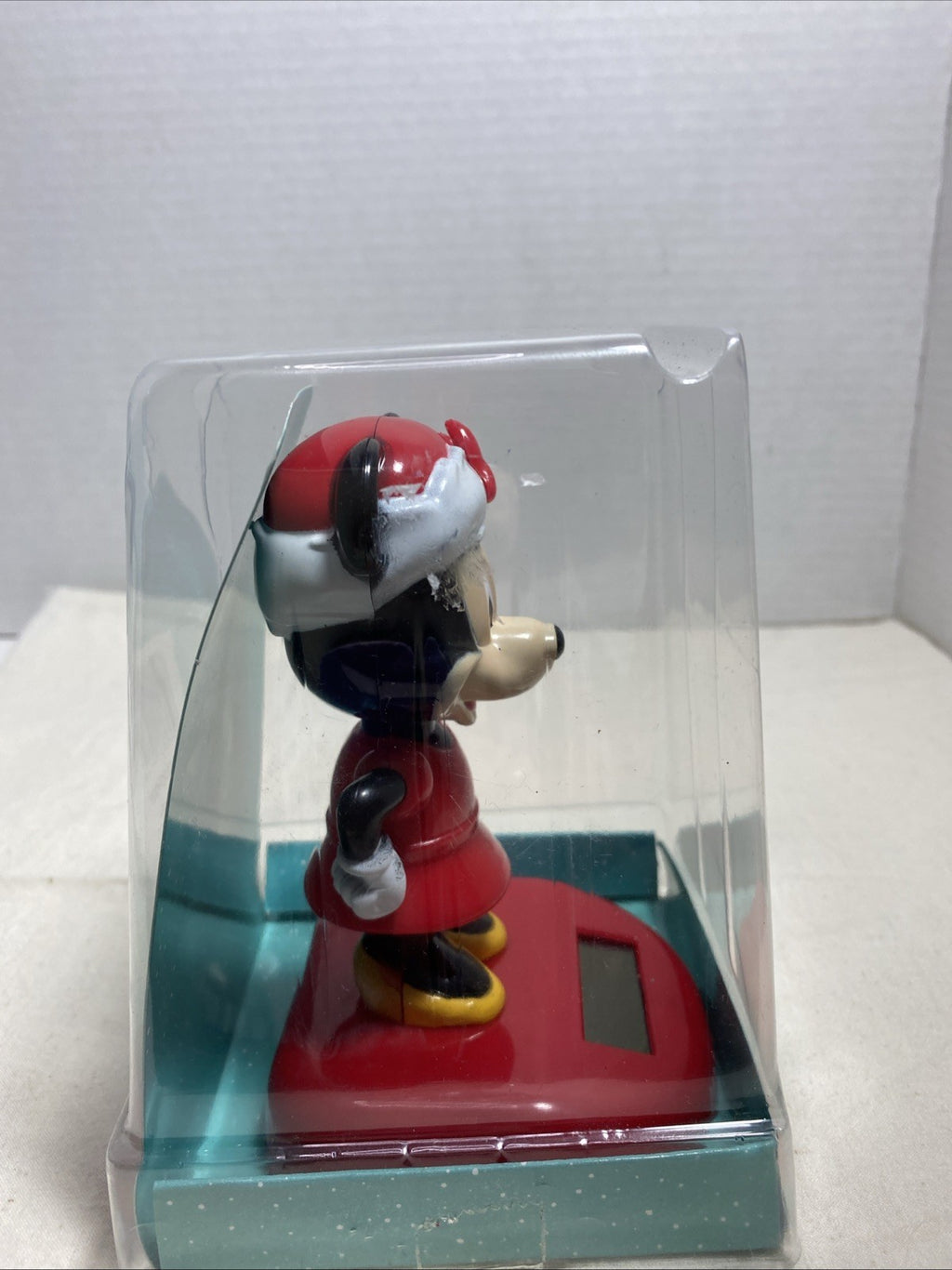 RARE Non-Polka-dotted￼Disney Minnie Mouse Christmas Solar Panel Bobble Head