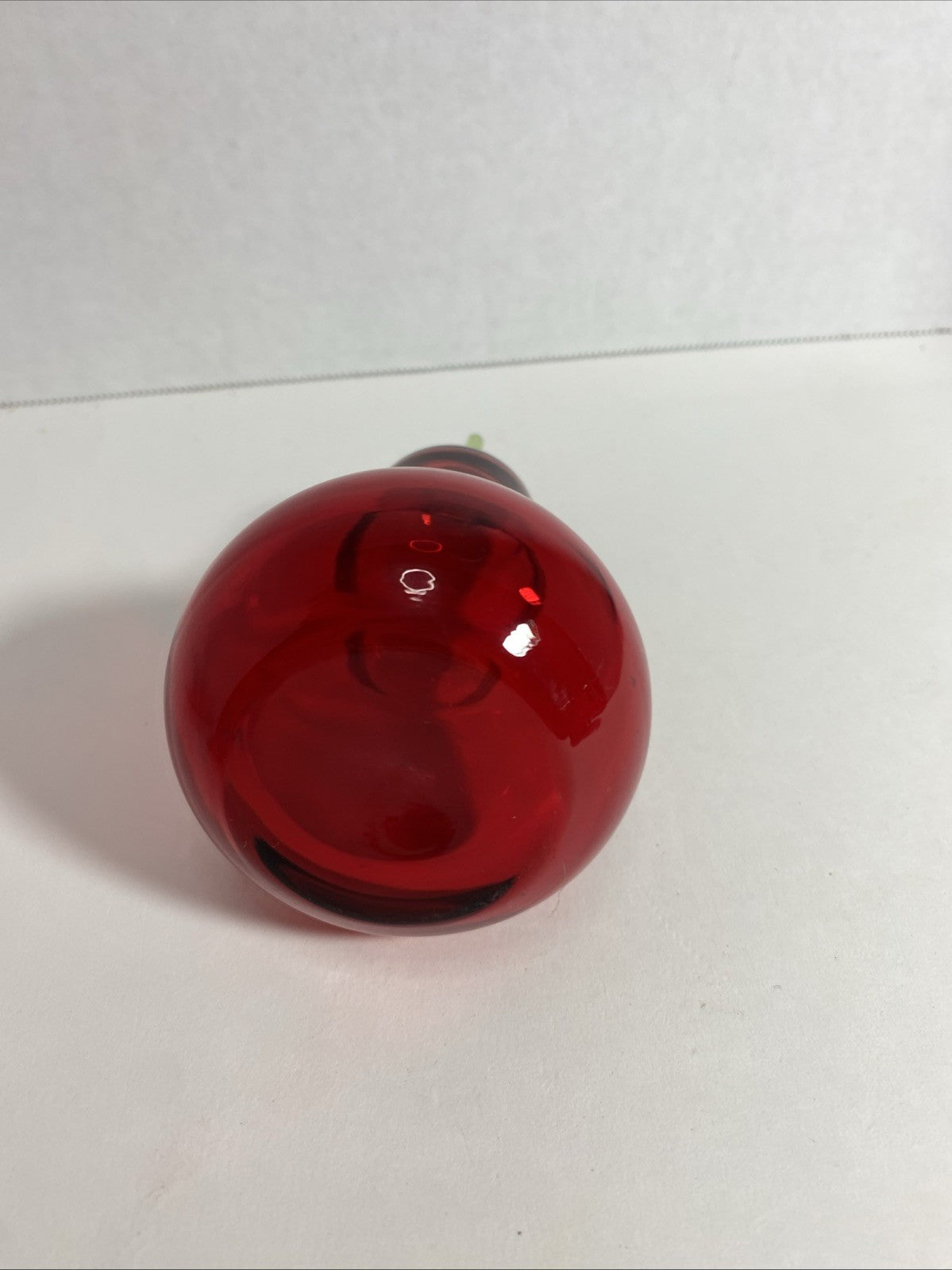 Viking Art Glass Ruby Red Epic Pear Green Stem Hand Blown Figurine Paperweight