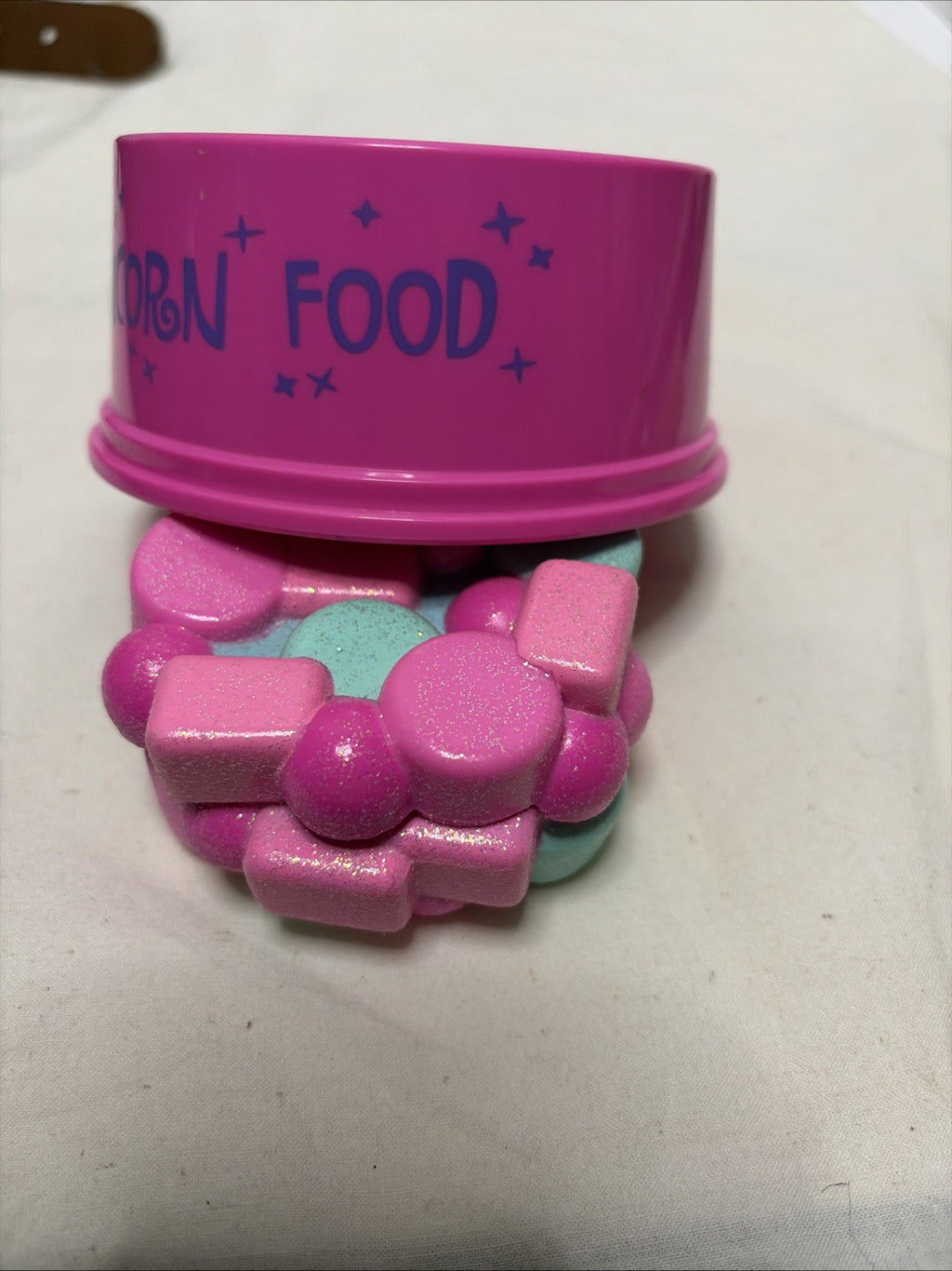Build A Bear Unicorn Food Bowl + Food Toy Pink Purple Blue WITH Sparkling FOOD