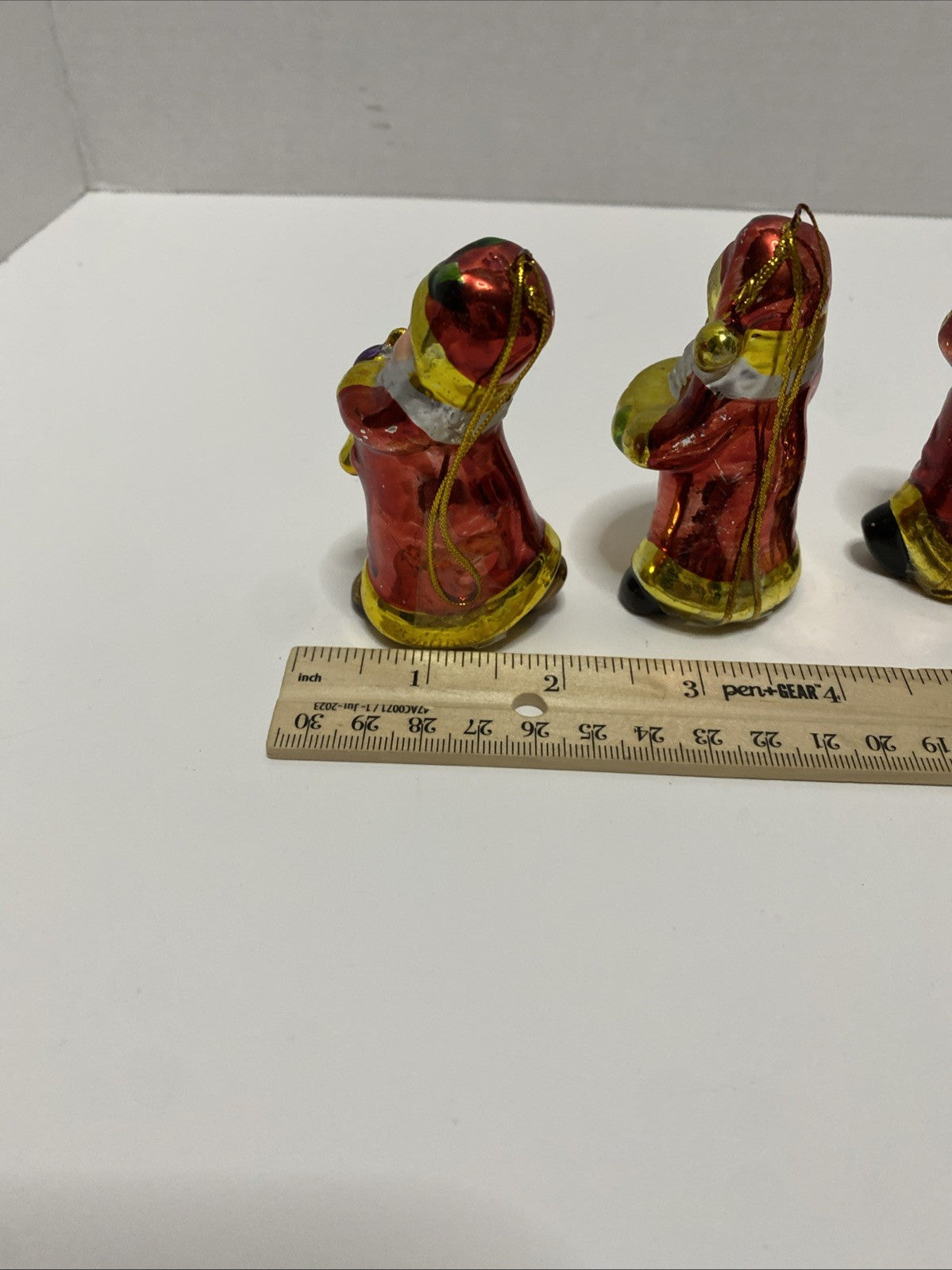 Christmas Tree Santa Claus Ornaments Playing Instruments Set Of 4 Small 3"