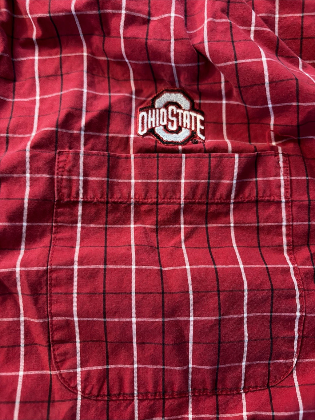 vesi sportswear Men’s Large Long Sleeve Ohio State Buckeye Plaid Button-Down