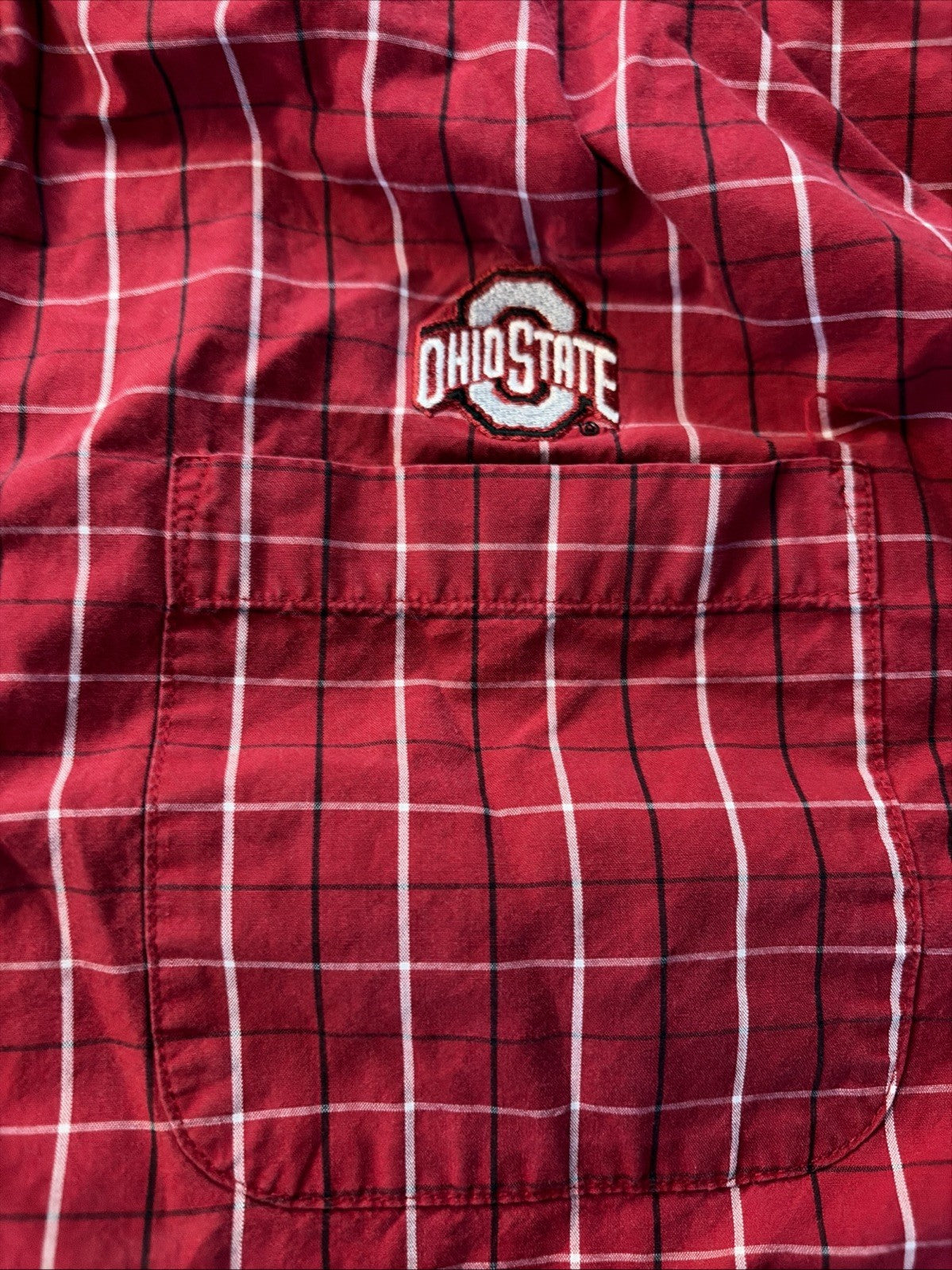 vesi sportswear Men’s Large Long Sleeve Ohio State Buckeye Plaid Button-Down