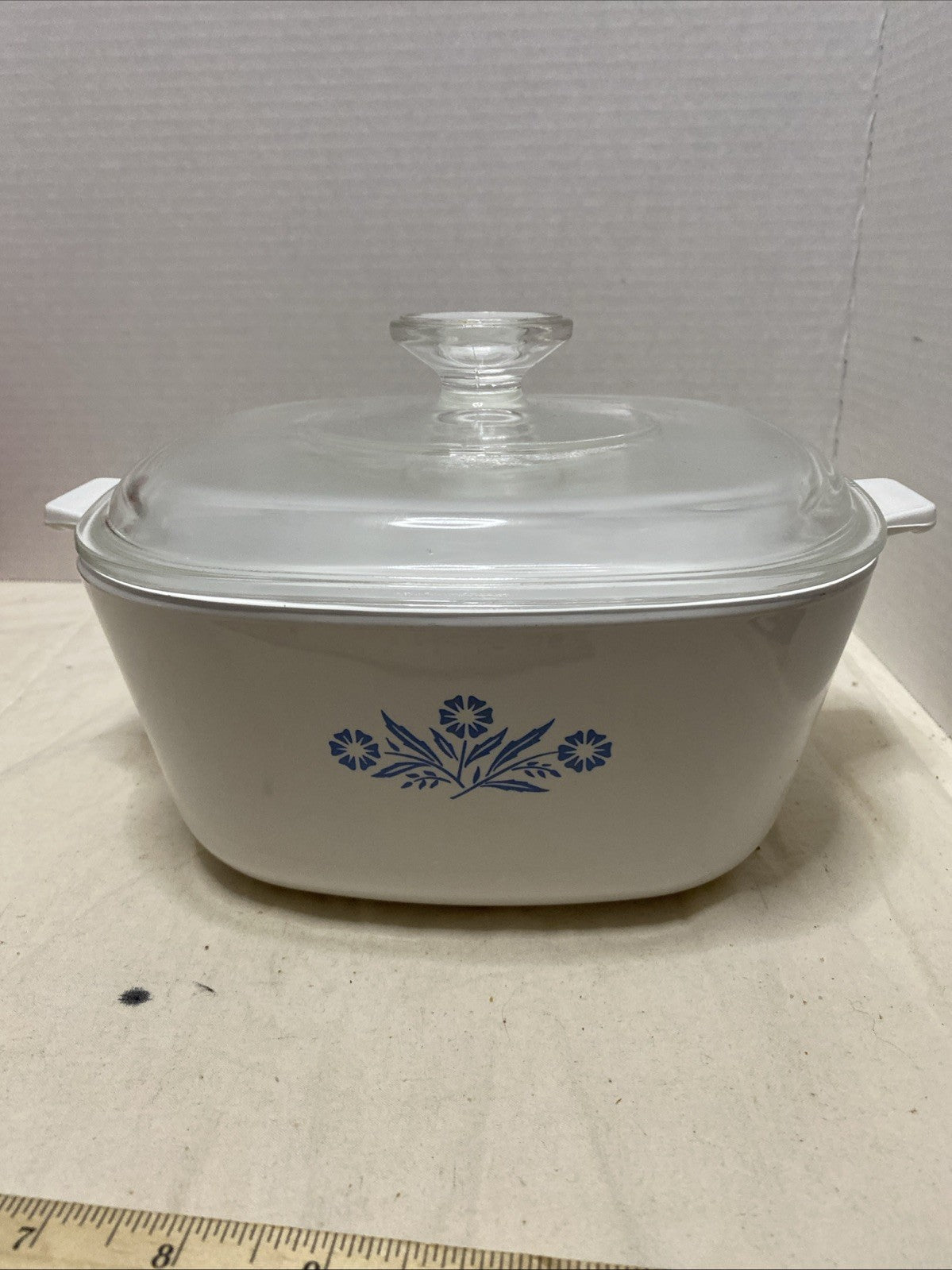 Vtg 2 1/2 Qt Corning WareCornflower Blue Casserole Dish + Glass Lid