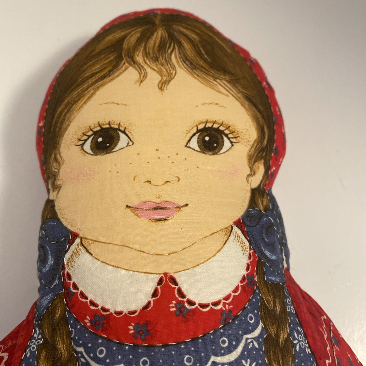 Vintage Cranston Amanda Cut & Sew Cloth Panel Doll Pillow 17 Inch