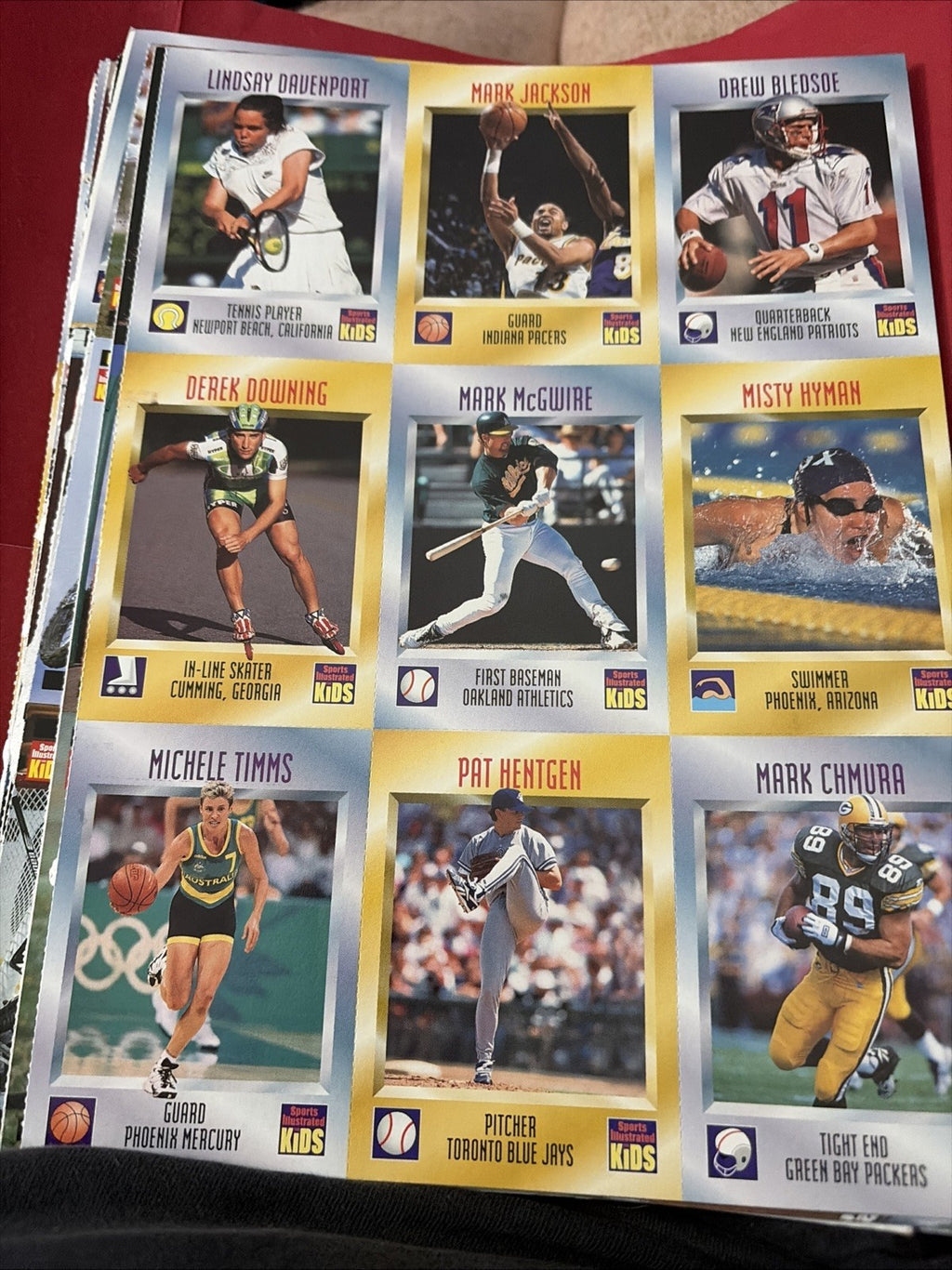 Sports illustrated for Kids August 1997 Uncut Card Sheet - Mark McGwire, Bledsoe