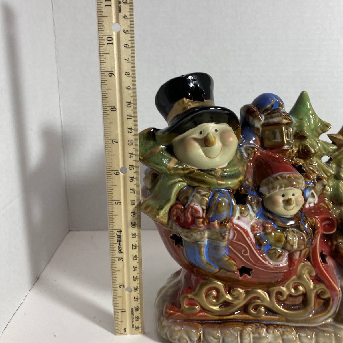 Kirklands Potter's Garden Snowman Sleigh Night Light Featuring Reindeer