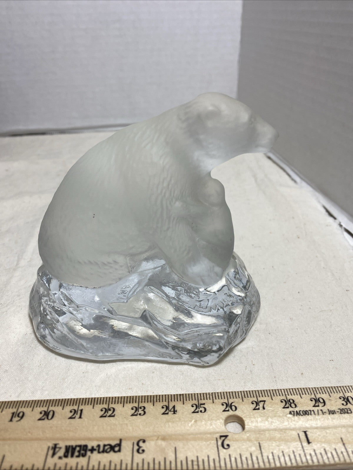 SEA Glasbruk Kosta Glass Polar Bear Figurine Vintage 1970s Made in Sweden