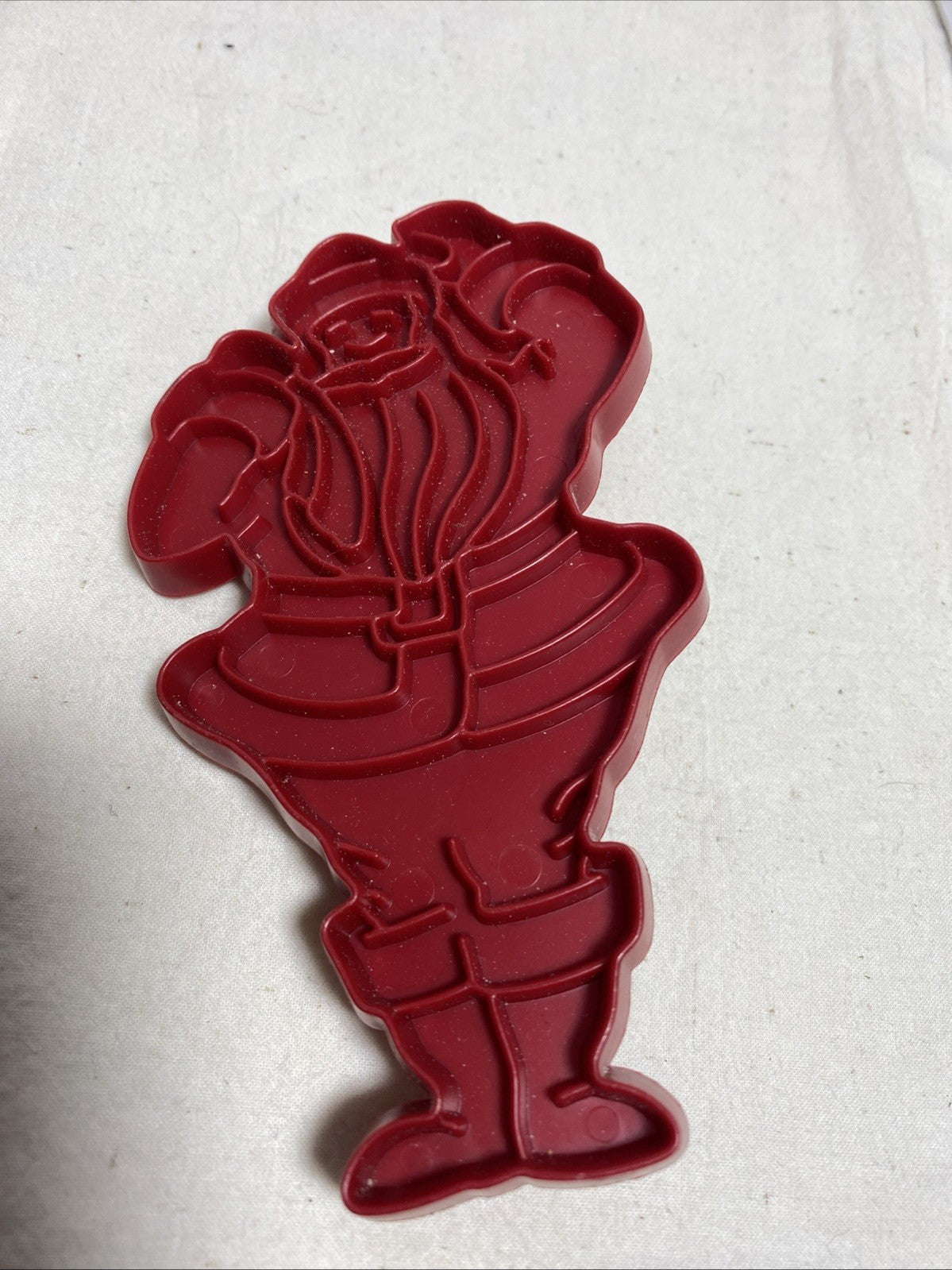 Santa Claus Cookie Cutter - Vintage Tupperware Red Plastic - 3x5 inches