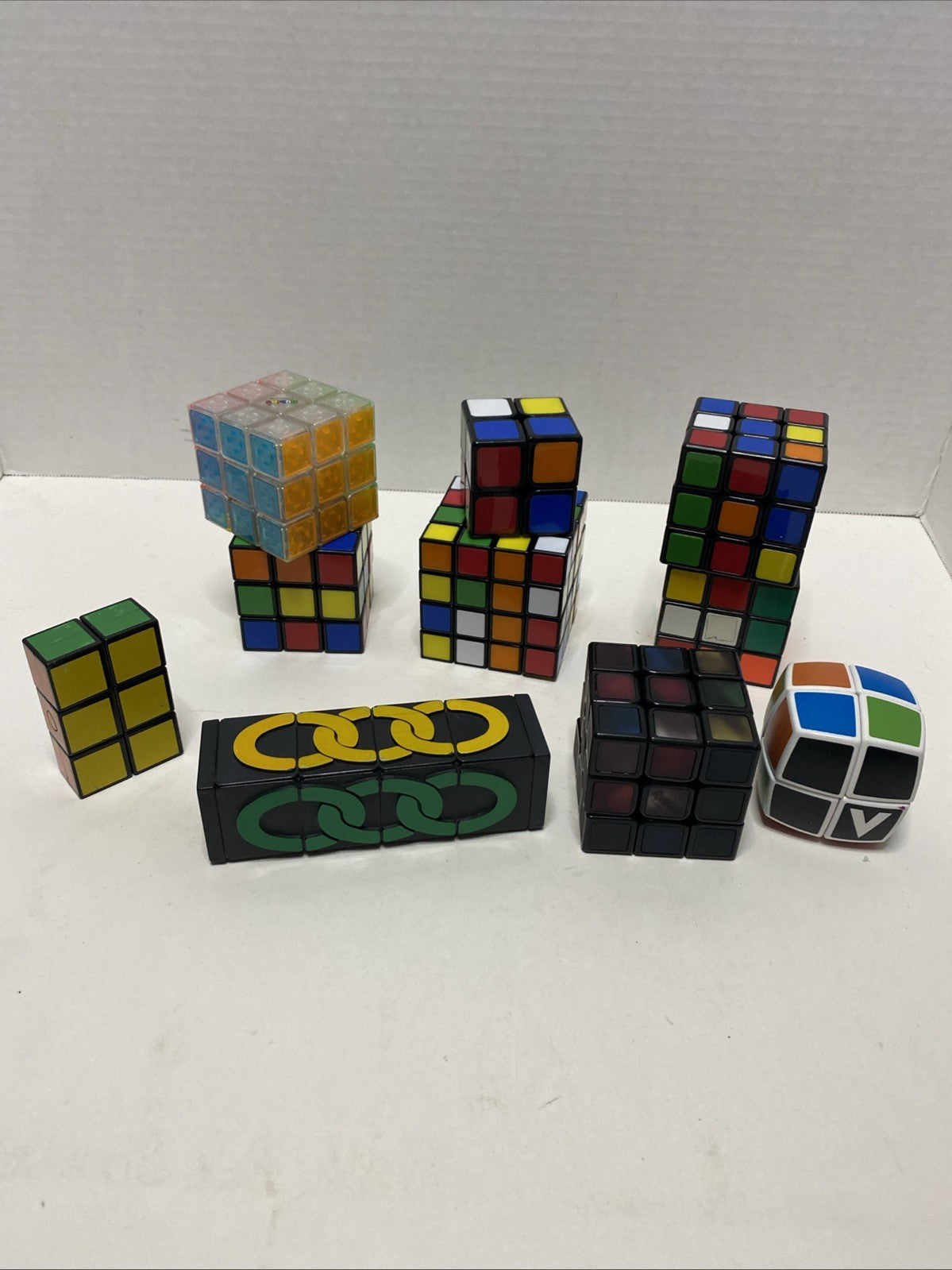 Lot of 10 Rubik’s Cubes & Puzzles – Mixed Sizes – Vintage & Modern Puzzle Cubes