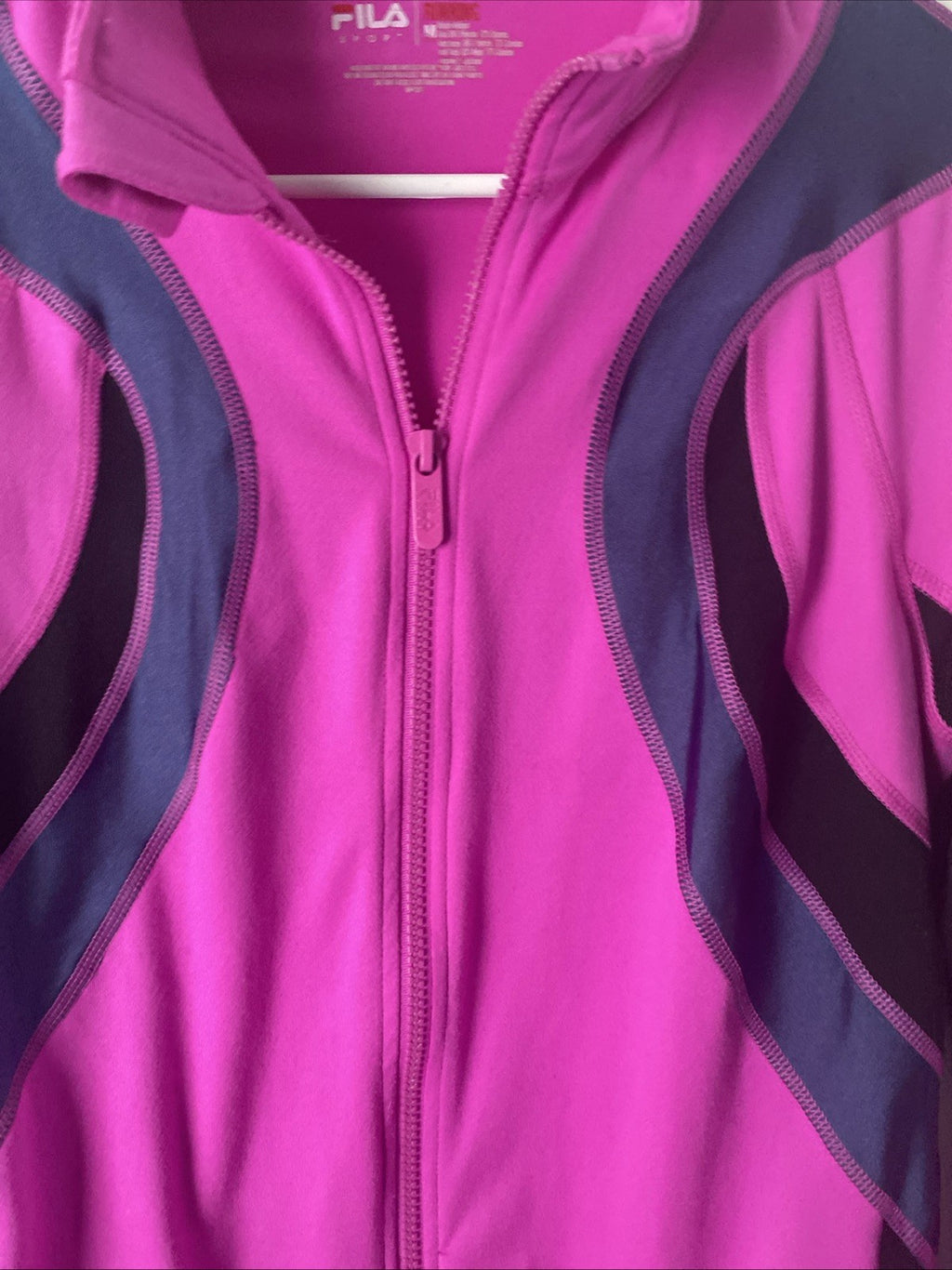 Fila Sport Full Zip Performance Hot Pink Black Long Sleeve Jacket Womens Size M