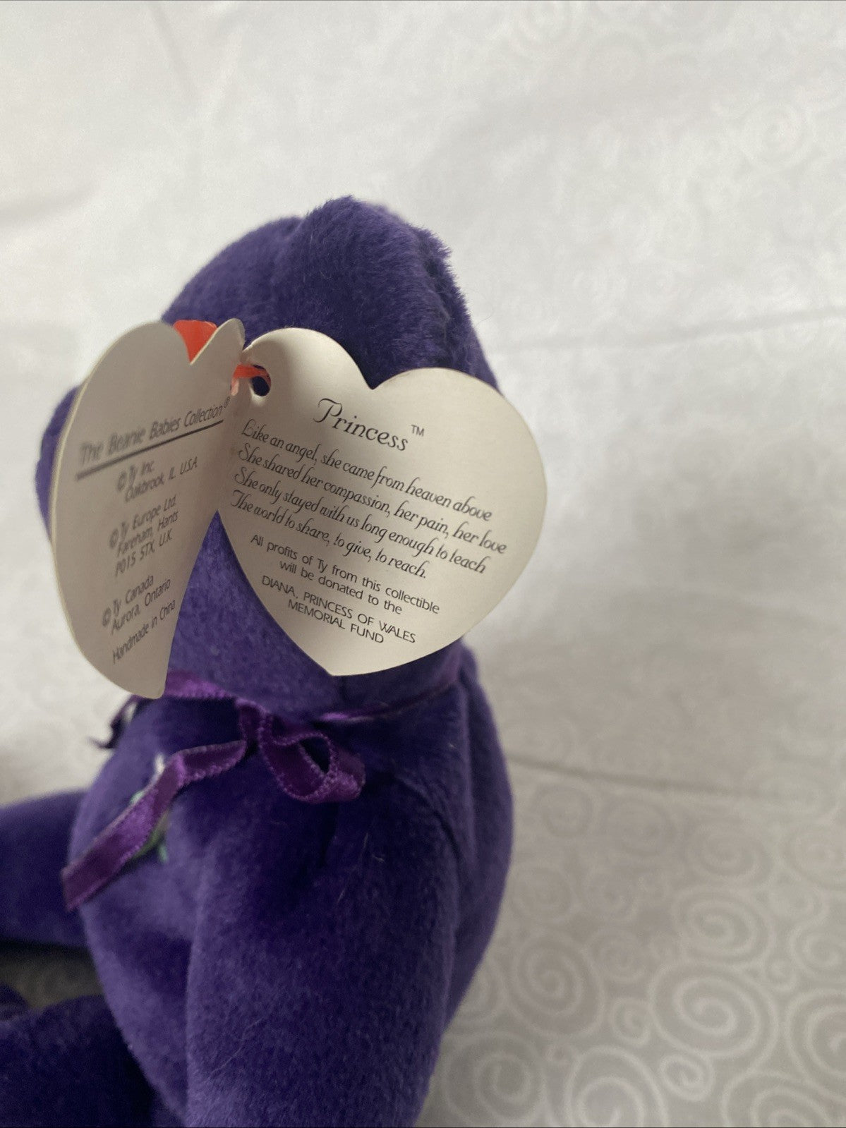 Beanie Baby Princess The Bear - Princess Diana Beanie Baby 1997 - Purple