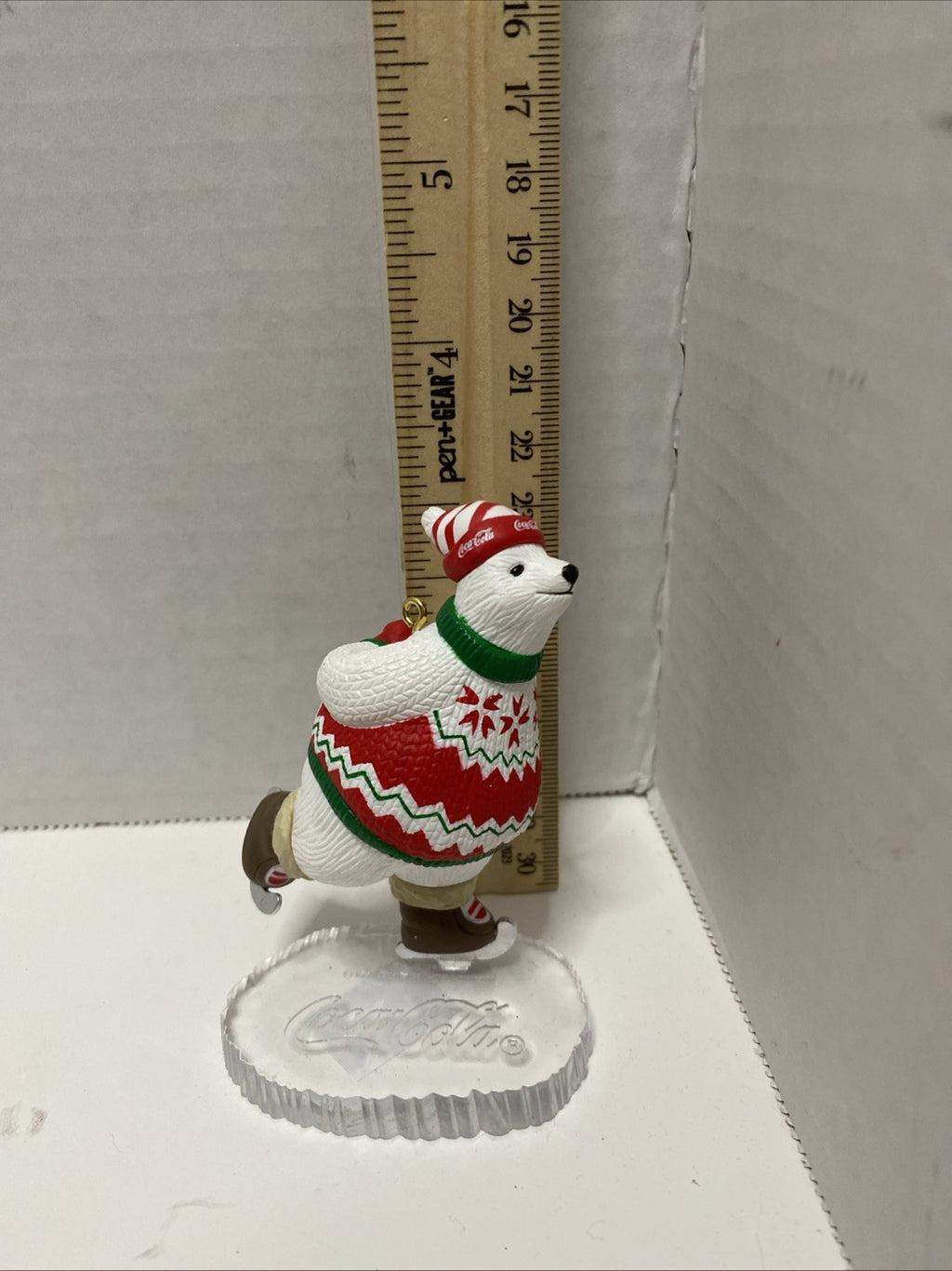 Coca-cola Polar Bear Skating Polar Bear Christmas Ornament 1995 Vintag