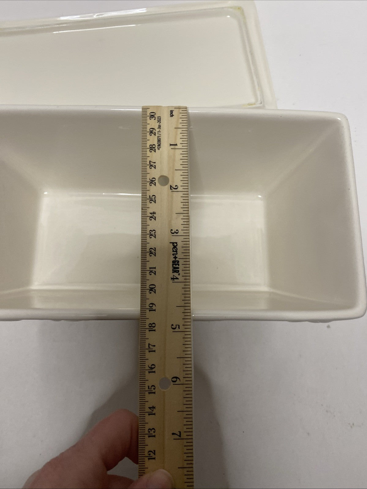 REAL HOME CASSEROLE EARTHENWARE LET US ENTERTAIN YOU  LOAF DISH WITH LID