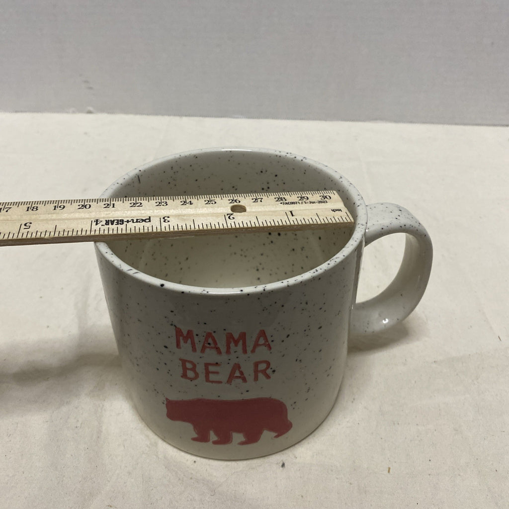 Coffee Cup Mug Mama Bear Mother Mama  Pink Speckled Beige