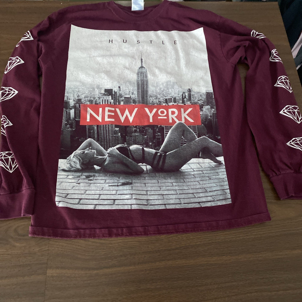 Gilden Med Hustle New York supermodel long sleeve T-shirt  free shipping