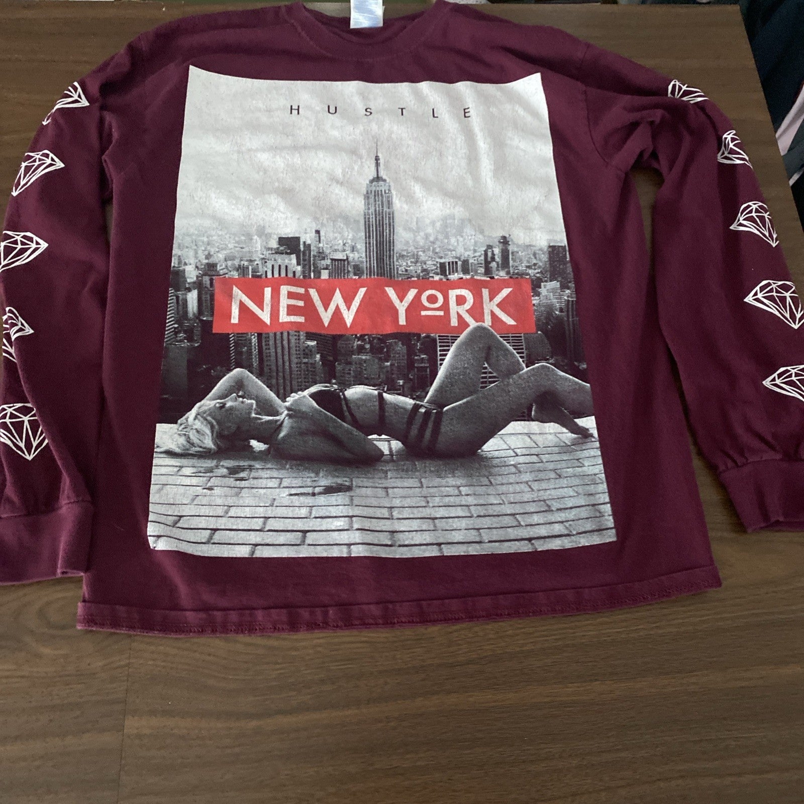 Gilden Med Hustle New York supermodel long sleeve T-shirt  free shipping