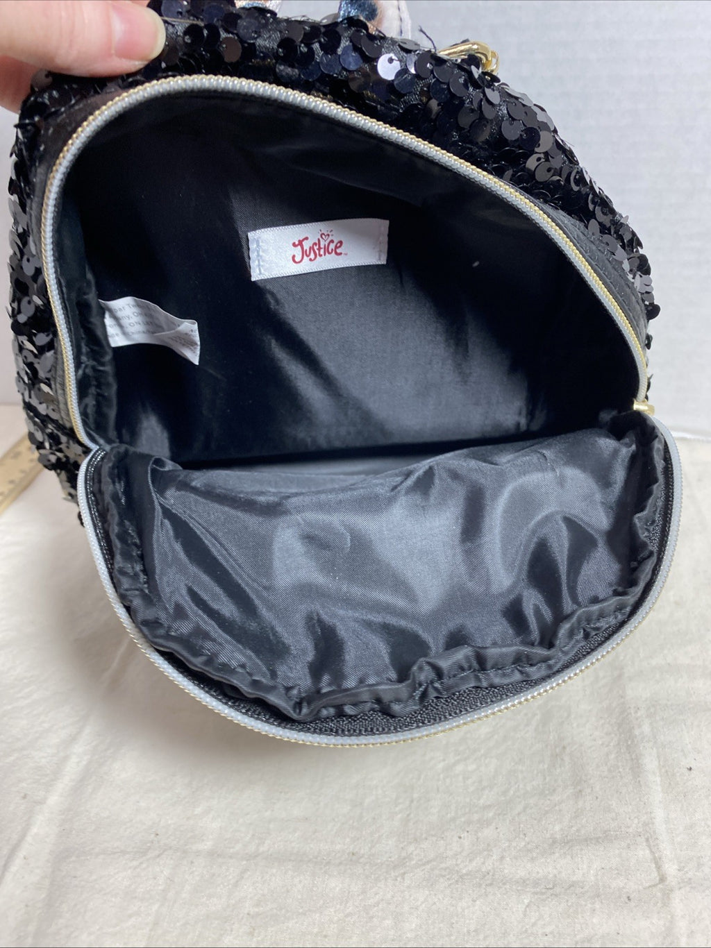 Fur Cat Face Purse Backpack Bag Satchel Girls Justice-Kitty Leopard Sequined