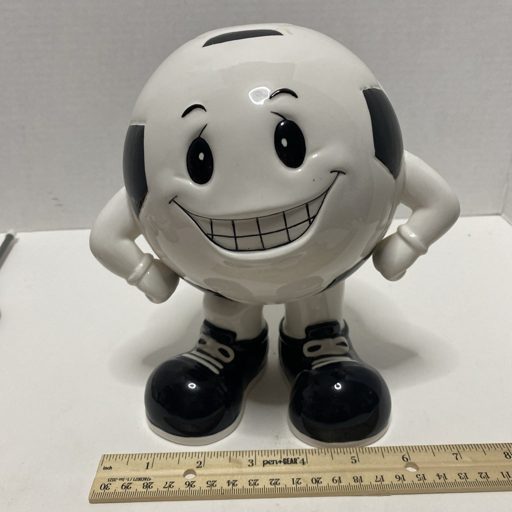 Russ Berrie Ceramic Soccer Ball Character Money Bank - 2019 - 8” - Hard To Find