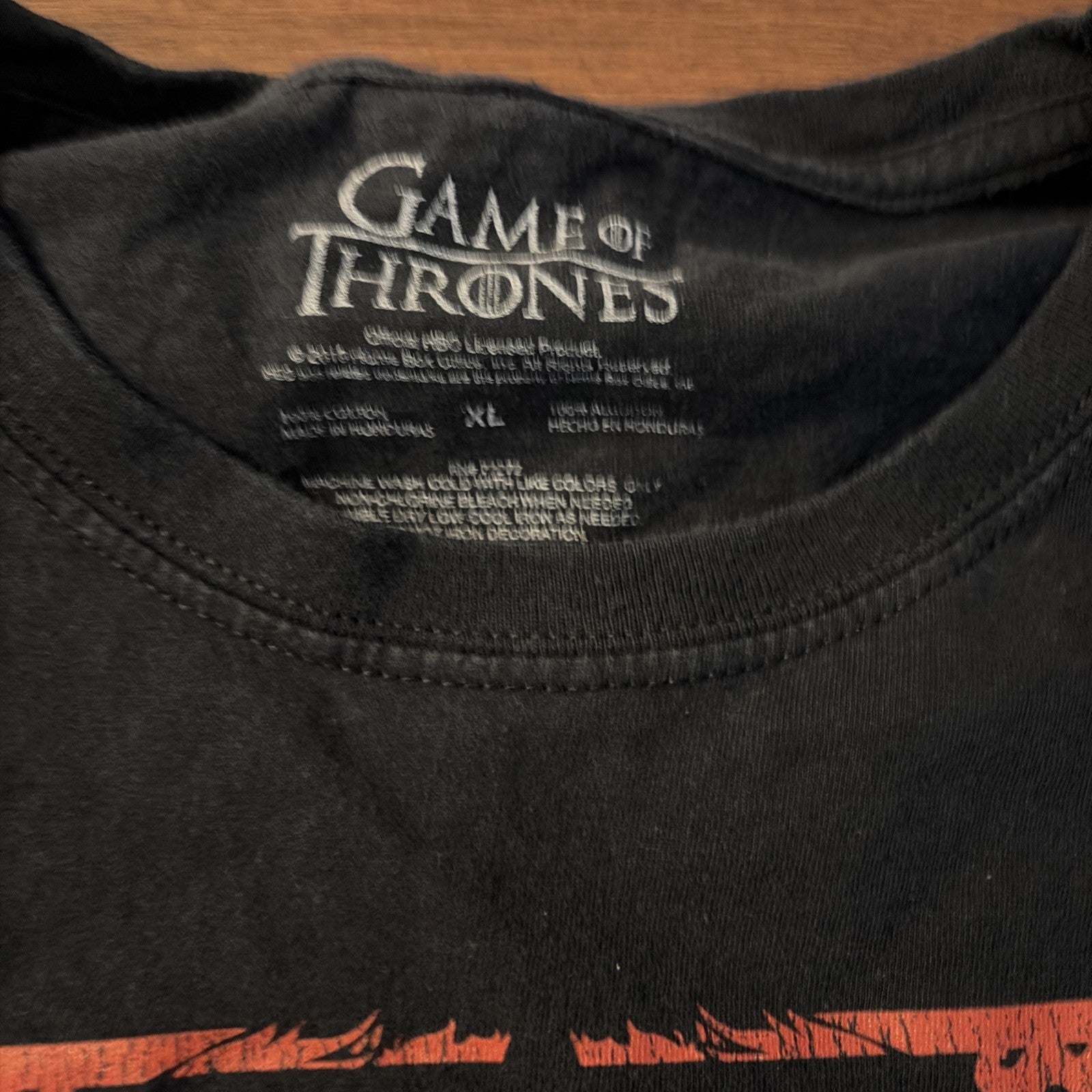 Game of Thrones Mens XL T-Shirt -  Targaryen Sigil Fire Blood Rectangle Image