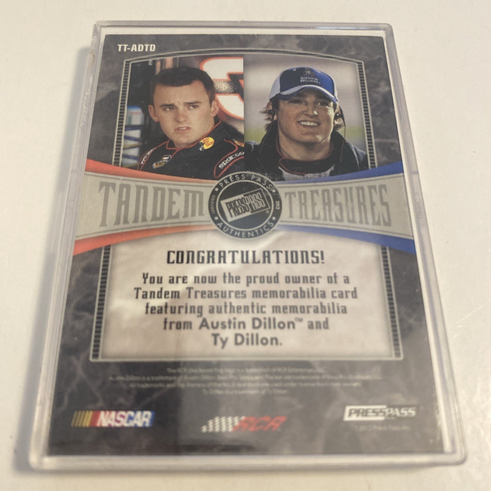 2012 TOTAL MEMORABILIA TANDEM TREASURES DUAL  AUSTIN DILLON/TY DILLON #24/25