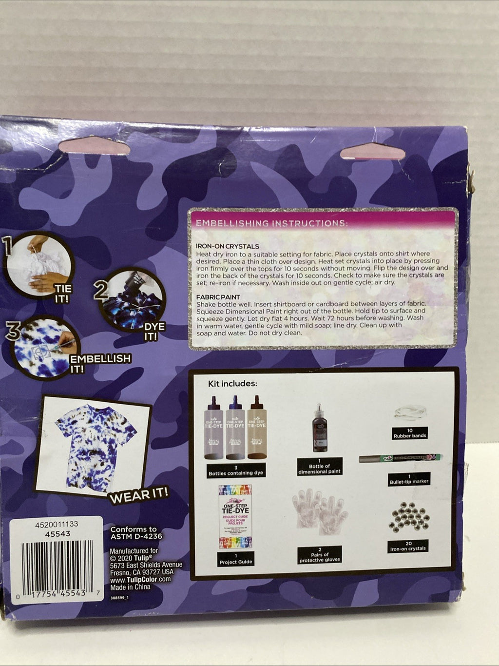 Tulip Tie Dye Camo Craft Kit, (Navy Blue, Royal Blue and Black), 40 Pieces