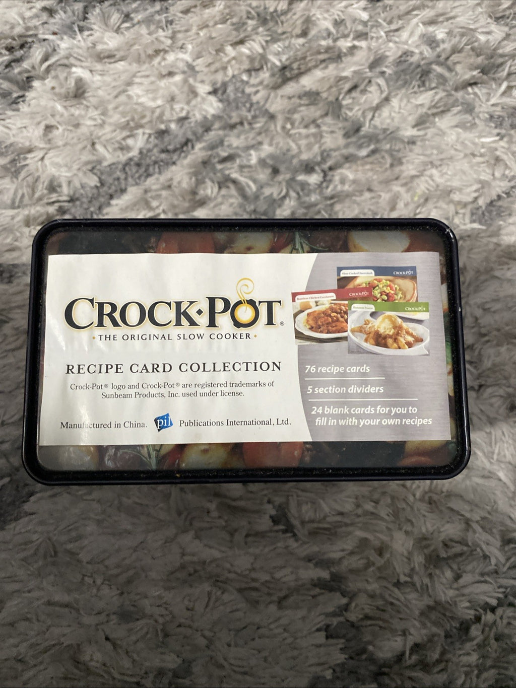 Crock-Pot Recipe Card Collection Tin, * Light Tarnish On Bottom Rim 6.5"x5"*Read