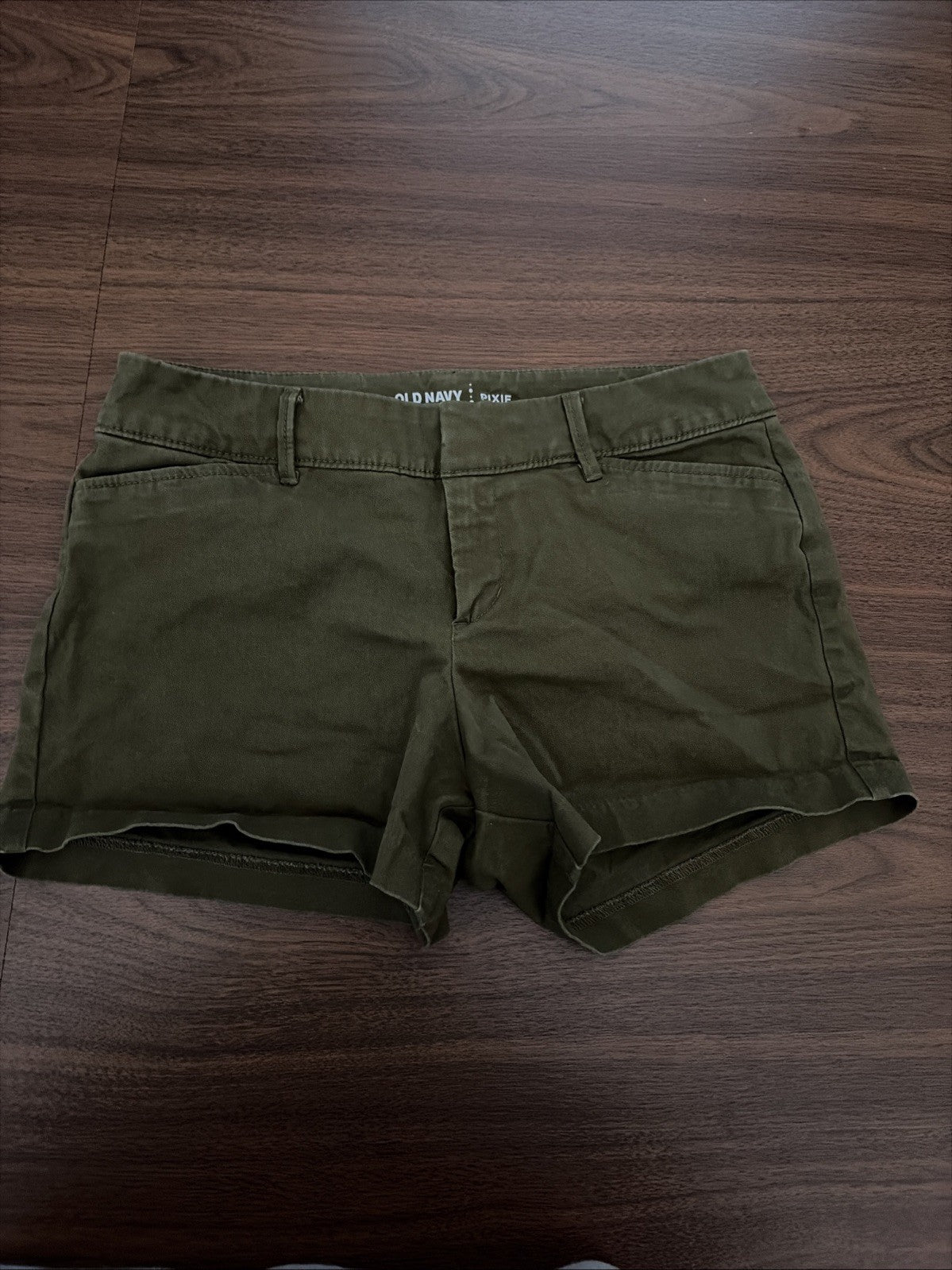 Old Navy Womens Pixie Chino Shorts Size 0 Green Cotton Stretch Flat Front