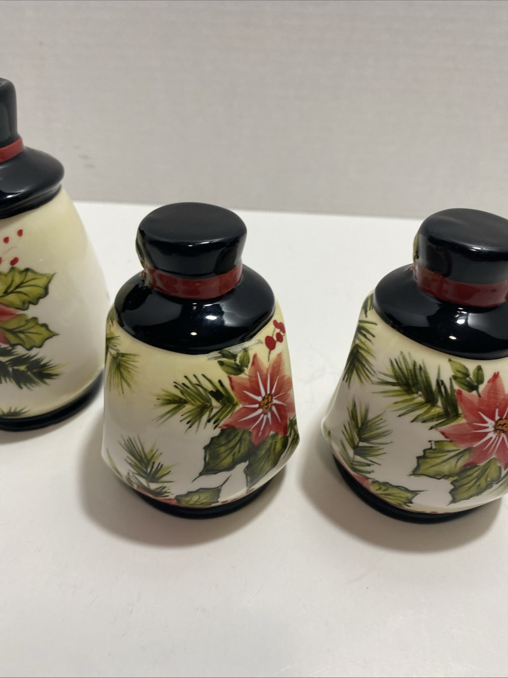 Lot Of 2 Poinsettia Snowman Napkin Ring Holders And 2 Candle Holders