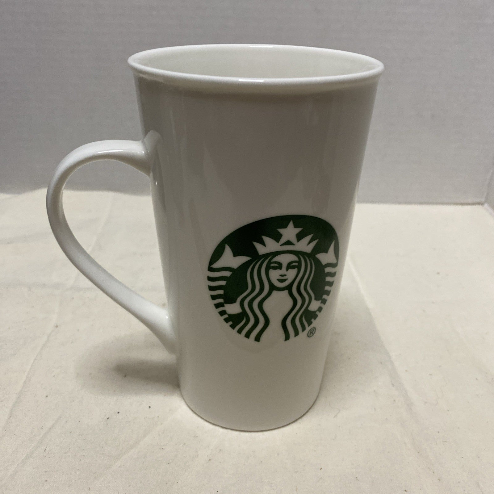 Starbucks 2012 White Ceramic Tall 16oz Coffee Tumbler Mermaid