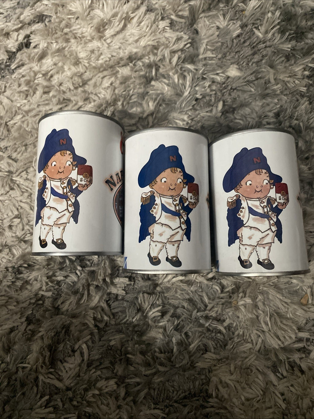 Set Of 3 Campbells Soup Napoleon Plant Metal Can Banks Employee FREE SHIPPING