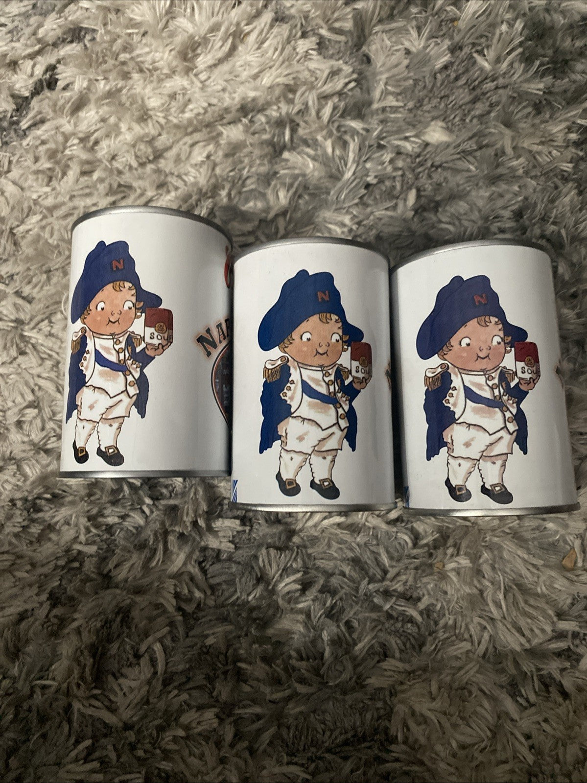 Set Of 3 Campbells Soup Napoleon Plant Metal Can Banks Employee FREE SHIPPING